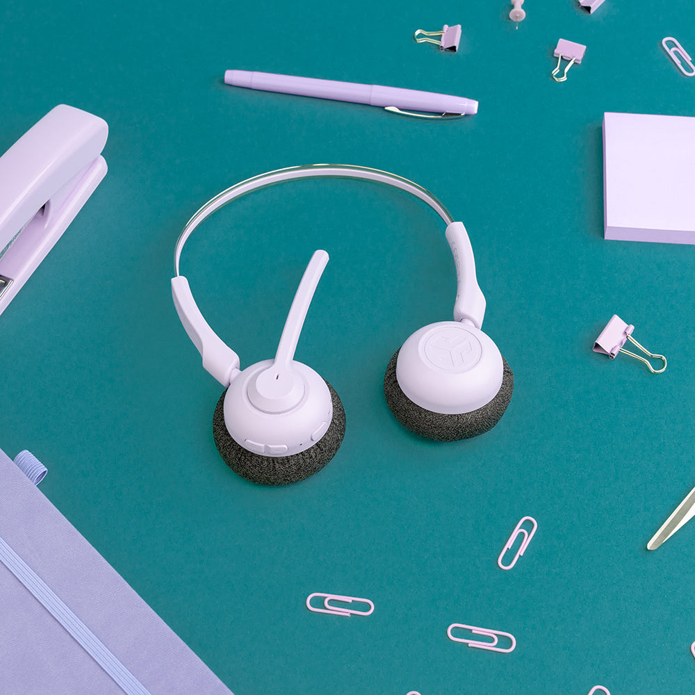 GO Work POP Wireless On-Ear Headphones - Bluetooth 5.0, Lightweight Comfort, 20H Playtime - Perfect for Office, Commuting & Remote Work (Lilac)