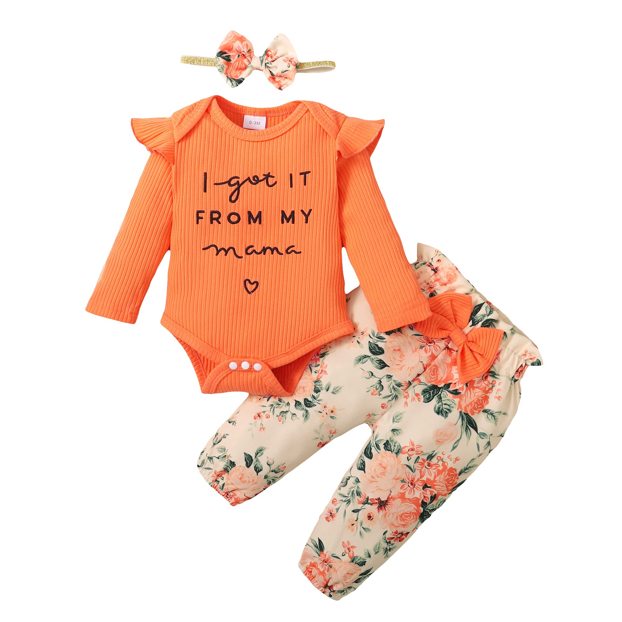 Newborn Baby Girl Clothes - Soft Long Sleeve Romper & Floral Pant Set for Fall & Winter | Perfect for Photoshoots, Playdates & Holiday Outfits