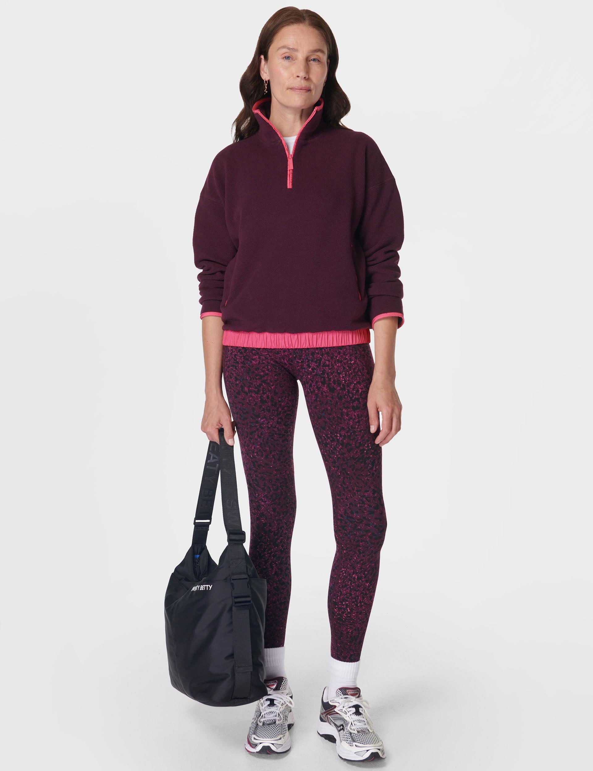Women's Mallow Half Zip Pullover Sweatshirt - Soft Fleece Hoodie in Midnight Cherry Purple | Cozy Loungewear for Fall & Winter