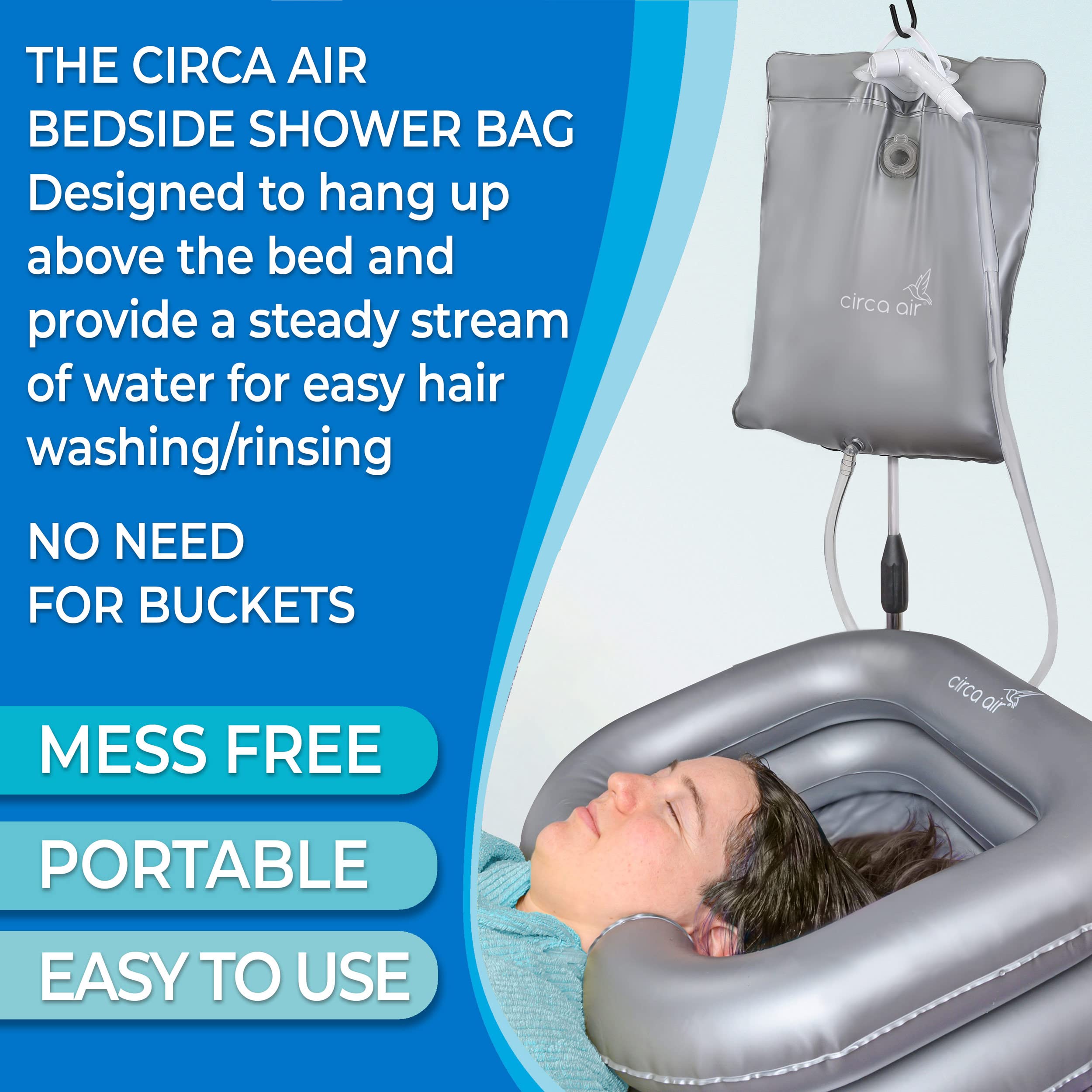 **Inflatable Hair Washing Basin & Portable Shampoo Bowl - Bedside Shower Bag for Easy Hair Washing in Bed | Ideal for Bedridden, Elderly & Post-Surgery Care | Lightweight & Travel-Friendly for Home, Hospital & Nursing Use**