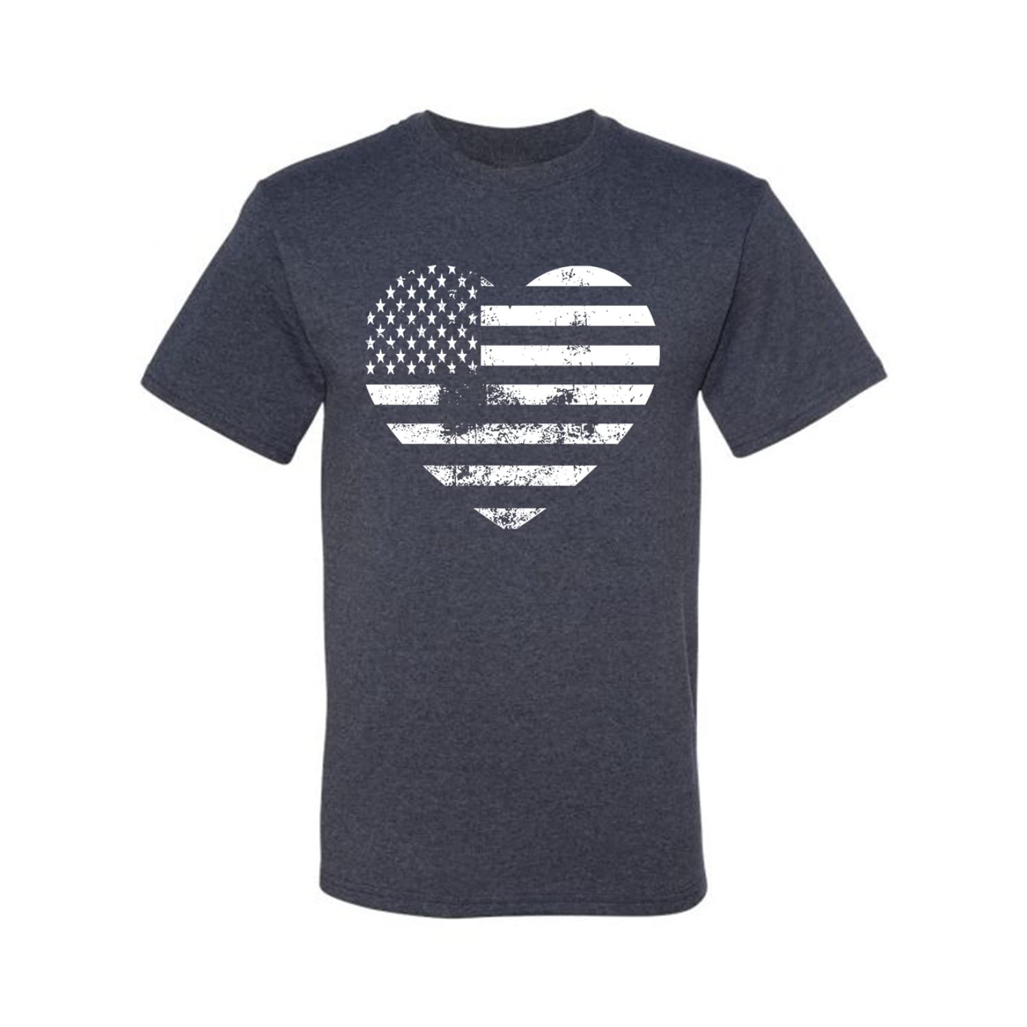 Wild Bobby USA Flag Heart Patriotic Men's Graphic T-Shirt - American Pride Casual Wear for 4th of July & Veterans Day