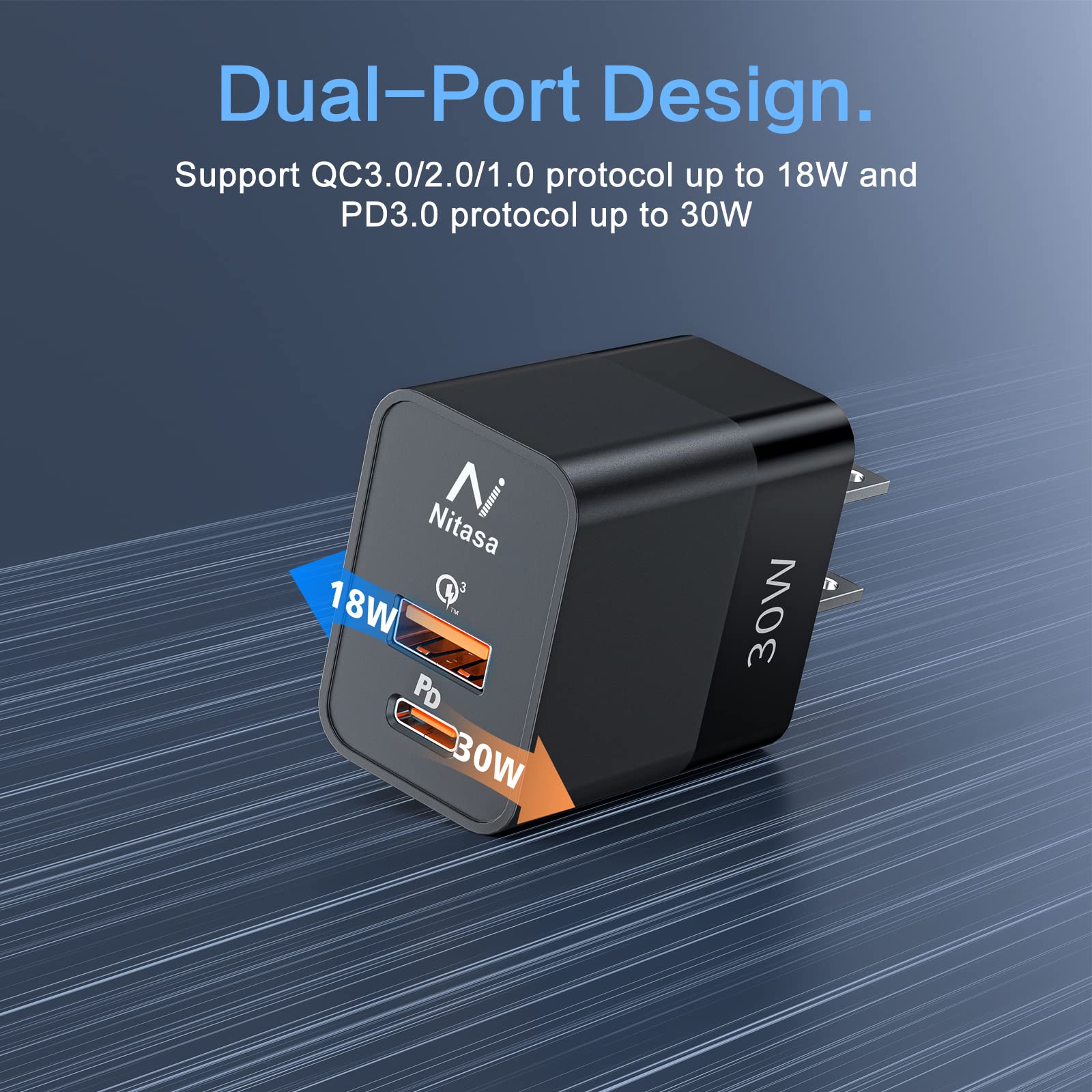 2 Pack 30W USB C Wall Charger, NITASA PD Fast Charger Adapter with 2 Ports - Compatible with iPhone 15/16 Pro/14 Pro Max/13, iPad, Samsung S23/S24, Google Pixel 7/8/9 Pro - Super Fast Charging (25W PPS) - Perfect for Home, Office & Travel