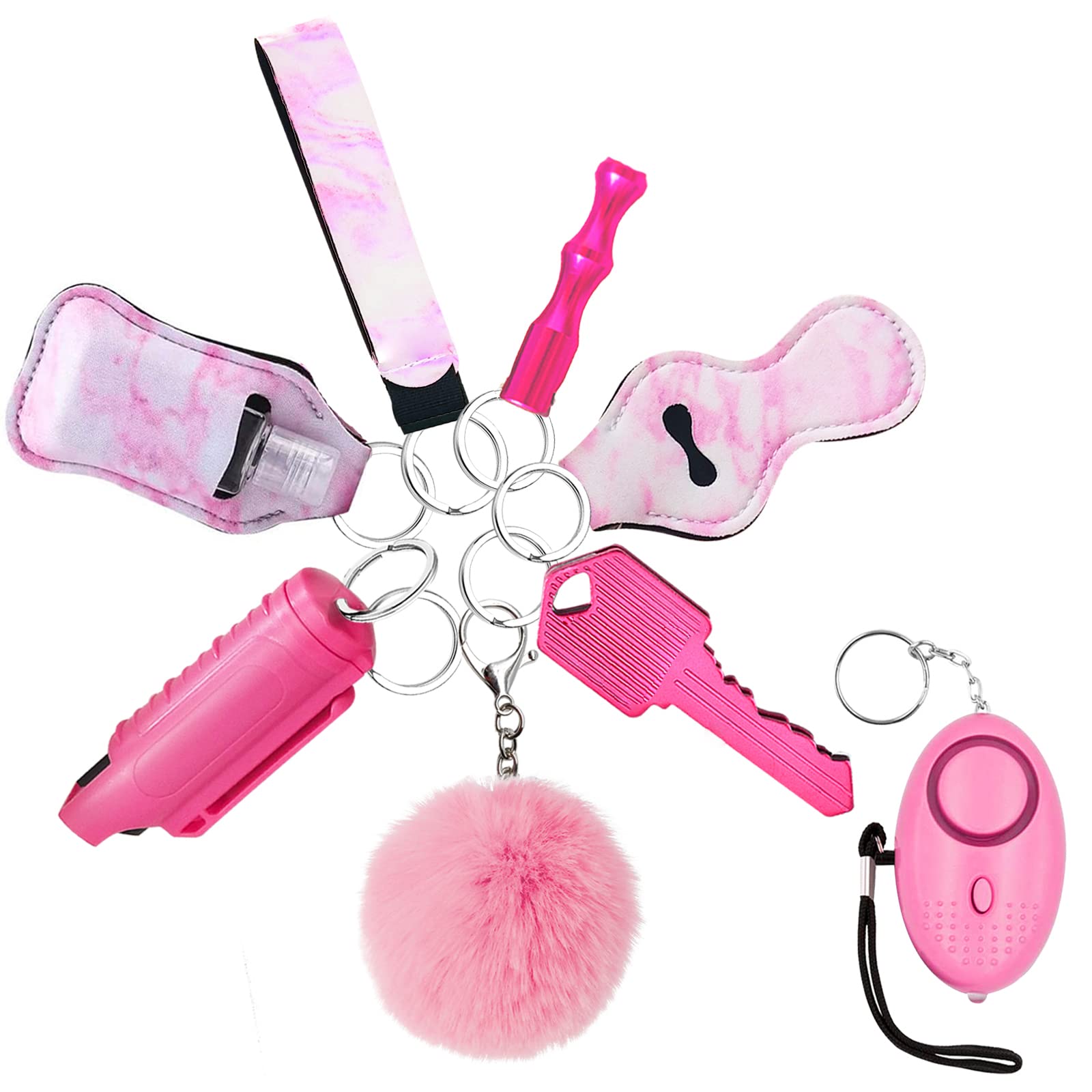 Pepper Spray Keychain Set for Women - Self Defense Keychain Holder with Wrist Strap, Personal Safety Alarm & Protection Device - Perfect Gift for Women, Girls, Teens (Ideal for Jogging, Night Walks & Travel Safety)