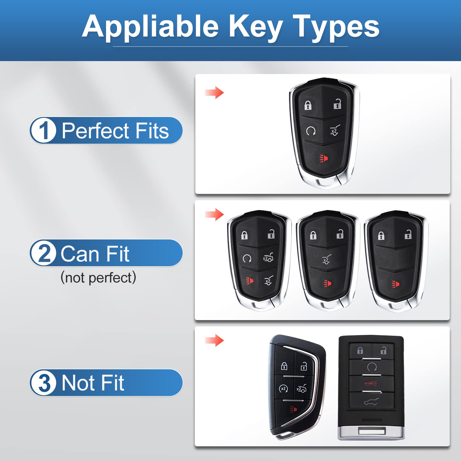 Premium TPU Key Fob Cover for Cadillac Escalade/CTS/SRX/XT5/ATS/CT6 - 5-Button Smart Key Case Protector with Keychain | Durable Protection Against Drops & Scratches | Perfect for Everyday Use, Travel & Car Enthusiasts