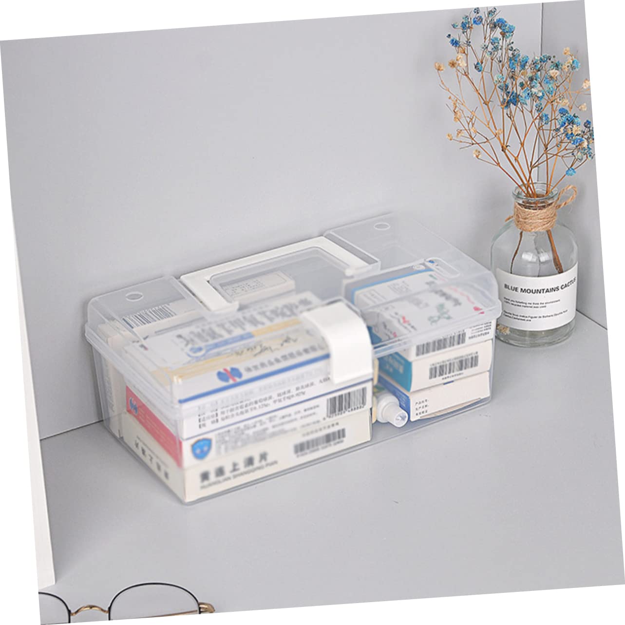 White Medicine Storage Organizer Box - Portable Pill Holder for Cabinet, Car & Travel | Compact Medical Kit for Daily Medication & First Aid Supplies