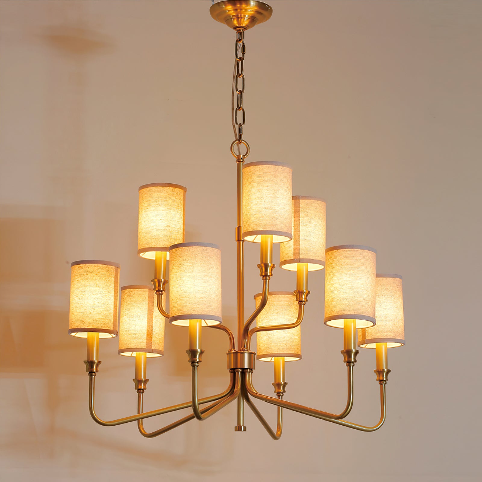Modern Cylinder Fabric Chandelier - Elegant Ceiling Light Fixture for Living Room, Bedroom & Dining Room - Perfect for Home Decor & Interior Design