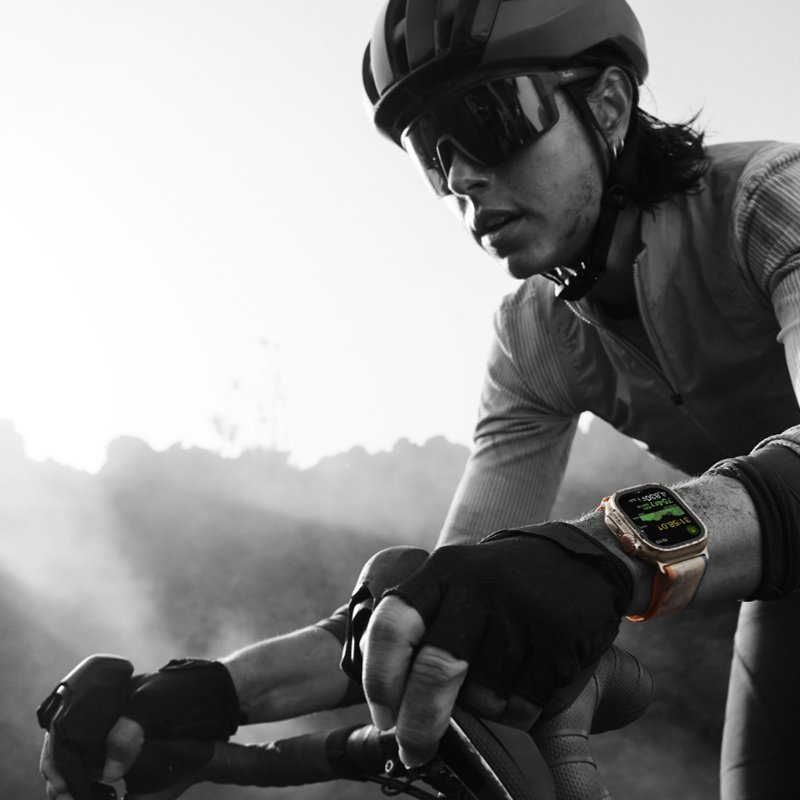 Apple Watch Ultra 2 (GPS + Cellular) Titanium Case 49mm with Green/Gray Trail Loop Band M/L - Perfect for Outdoor Adventures & Fitness Tracking