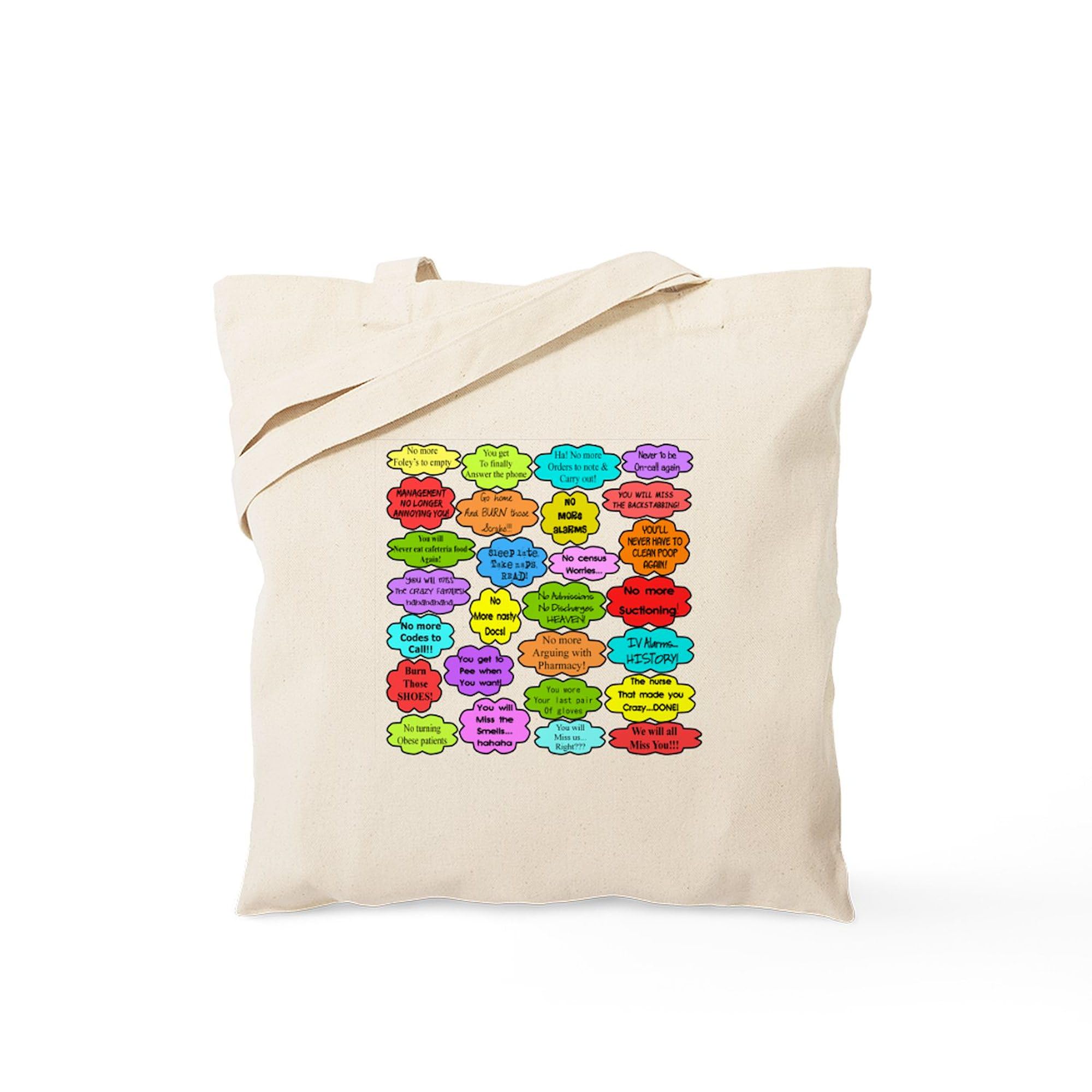 RN Pillow Tote Bag - Natural Canvas Reusable Shopping Tote for Nurses - Perfect for Work, Groceries & Everyday Use