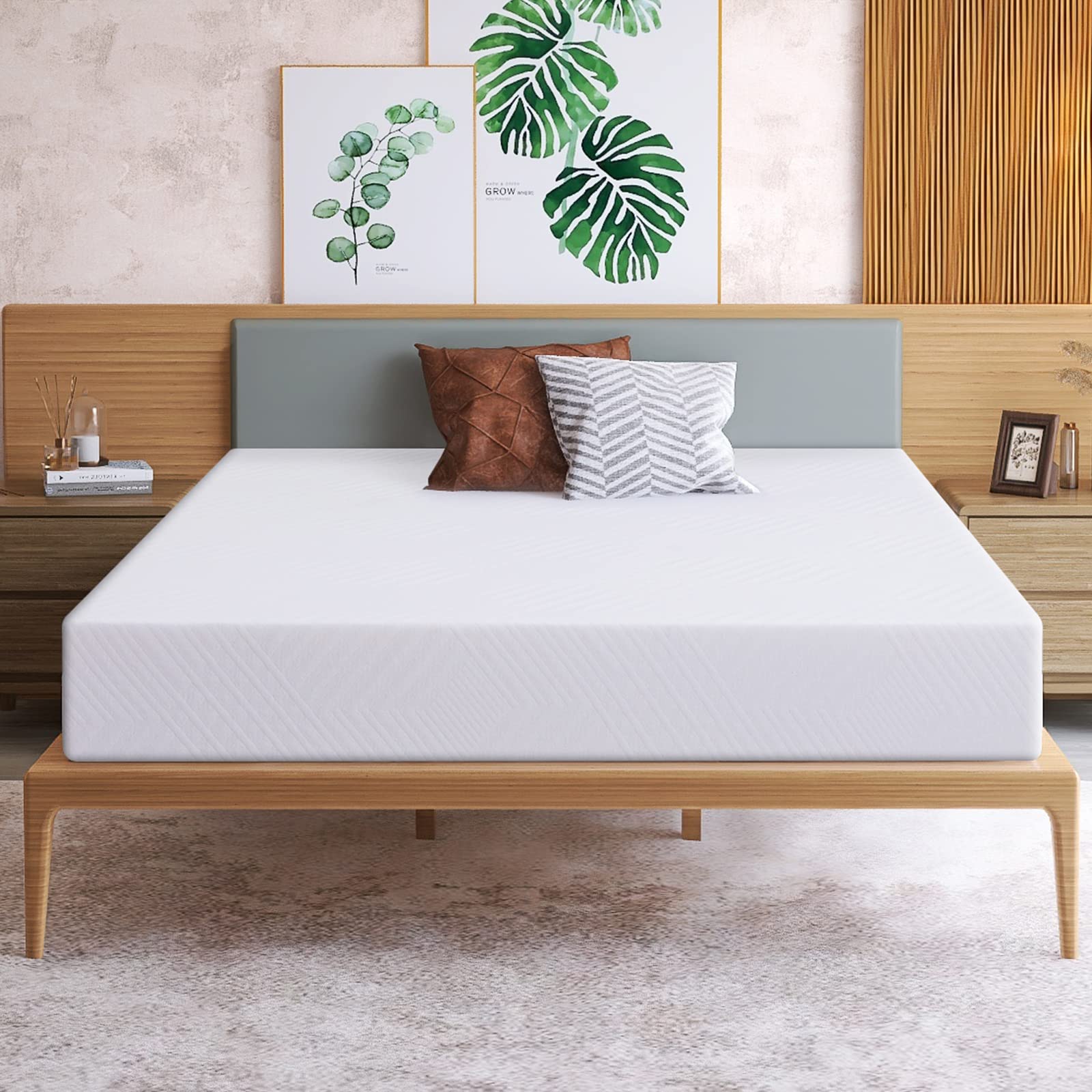 10 Inch Full Size Memory Foam Mattress in a Box - Medium Firm Gel Infused with Green Tea & White Cover | CertiPUR-US Certified, Made in USA | Perfect for Guest Rooms, Dorms & Apartment Living