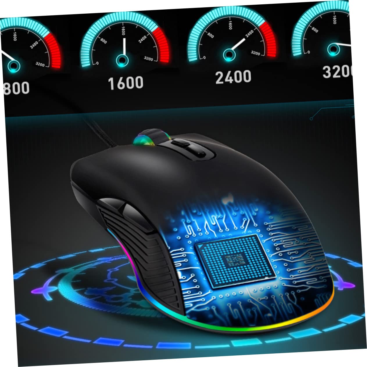 Gadpiparty RGB Backlit 7-Button Wired Gaming Mouse - 4 Adjustable DPI Settings, Ergonomic Design for PC & Laptop Gaming - Perfect for FPS, MOBA & MMO Games (Random Color)