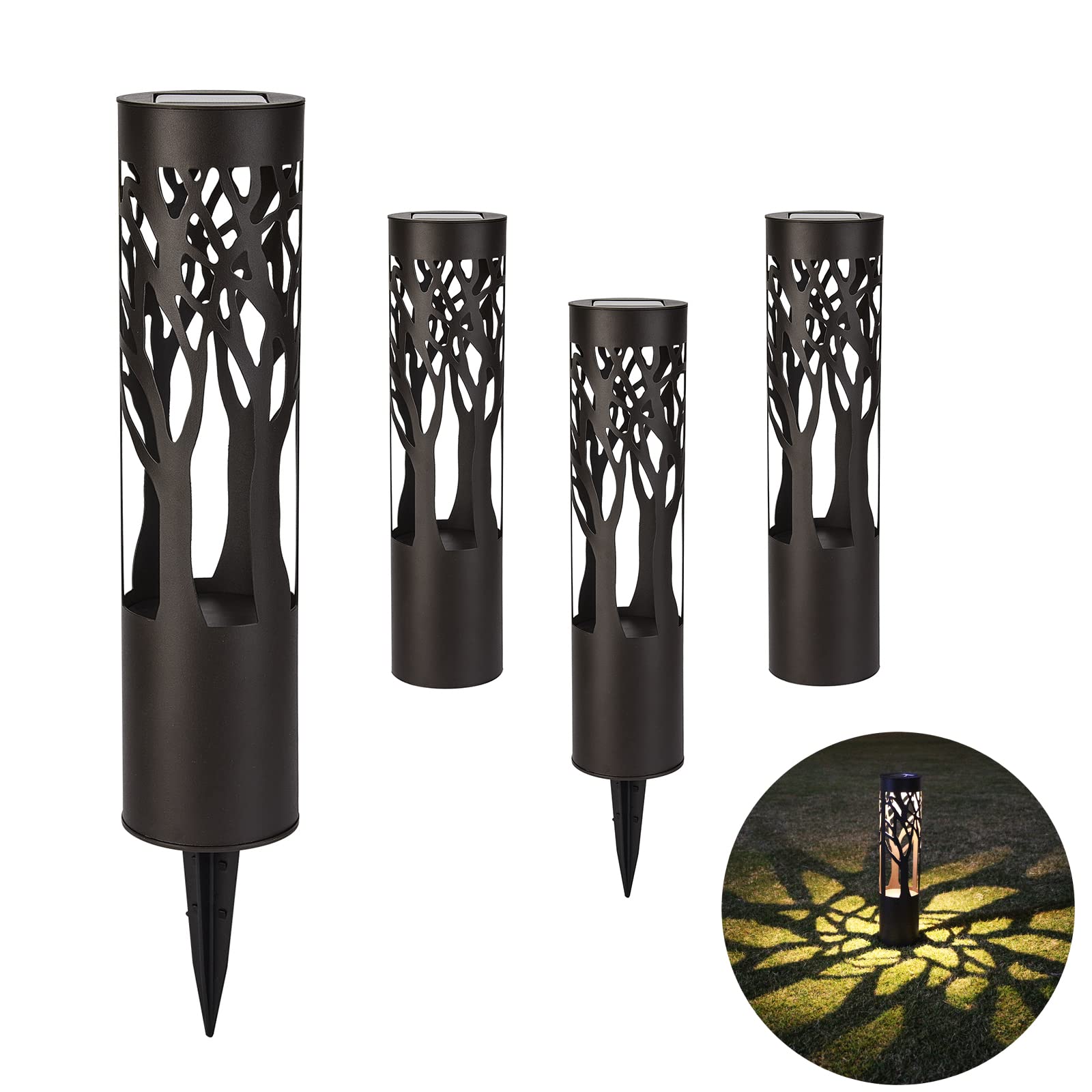 4 Pack Solar Pathway Lights Outdoor - Waterproof Landscape Lighting with Auto On/Off, Warm Yellow Solar Powered Garden Lights for Yard, Lawn, Patio & Walkway | Perfect for Garden Decor, Driveway Illumination and Nighttime Safety
