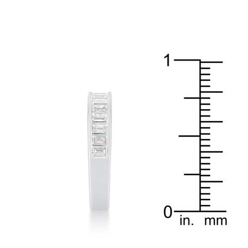 Elegant Baguette Cut Cubic Zirconia Rhodium Plated Wedding Band for Women – Perfect for Engagement, Anniversary, and Bridal Jewelry Gifts