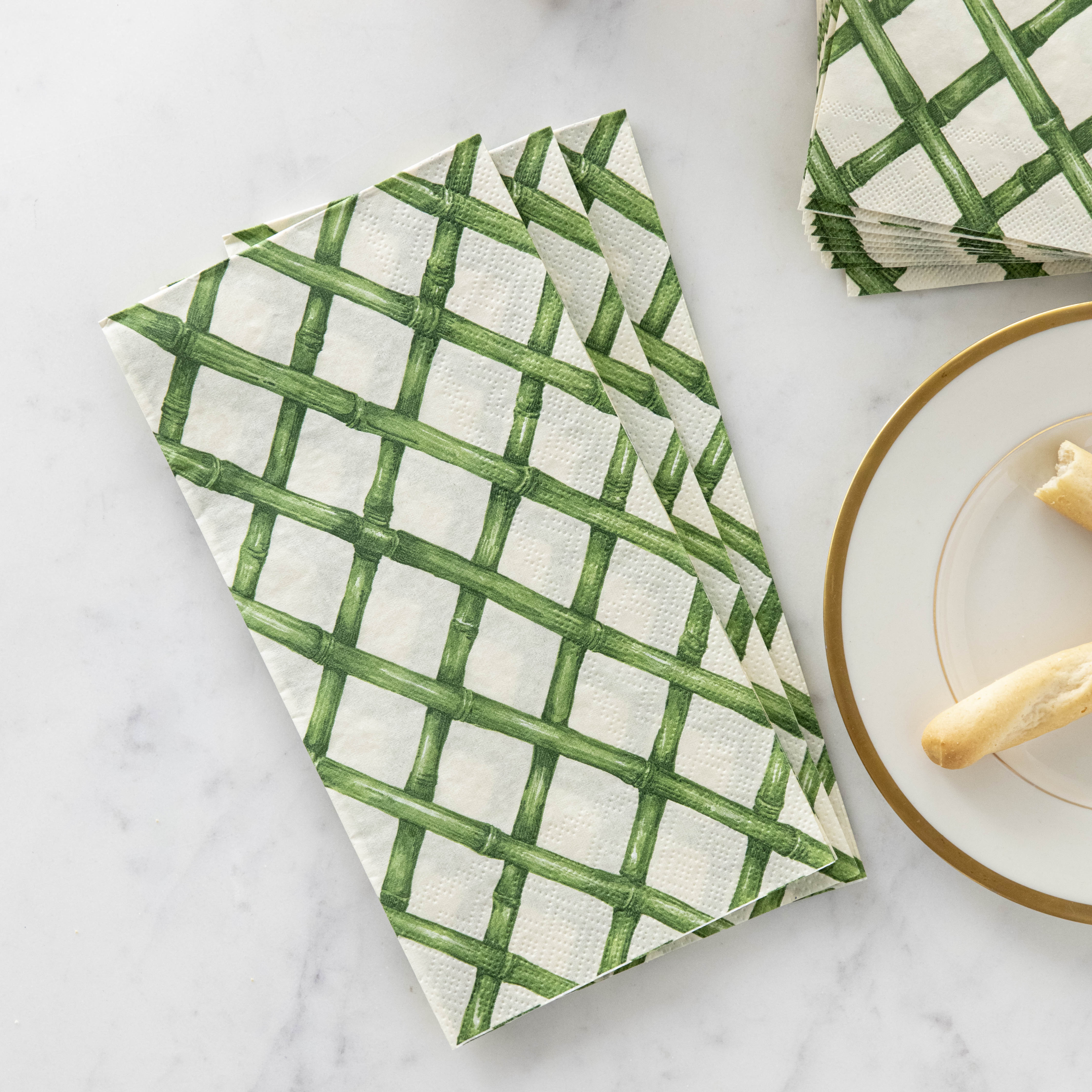 Eco-Friendly Green Lattice Pattern Paper Napkins for Party, Wedding & Dinner - 100% Biodegradable Decorative Guest Napkins
