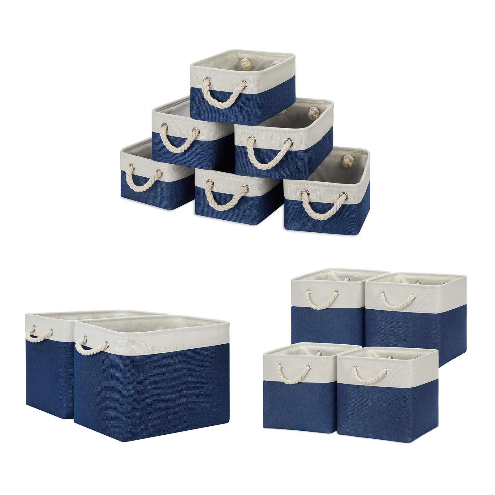 Temary Small Storage Baskets for Shelves - 6 Pack Fabric Storage Bins (11.8