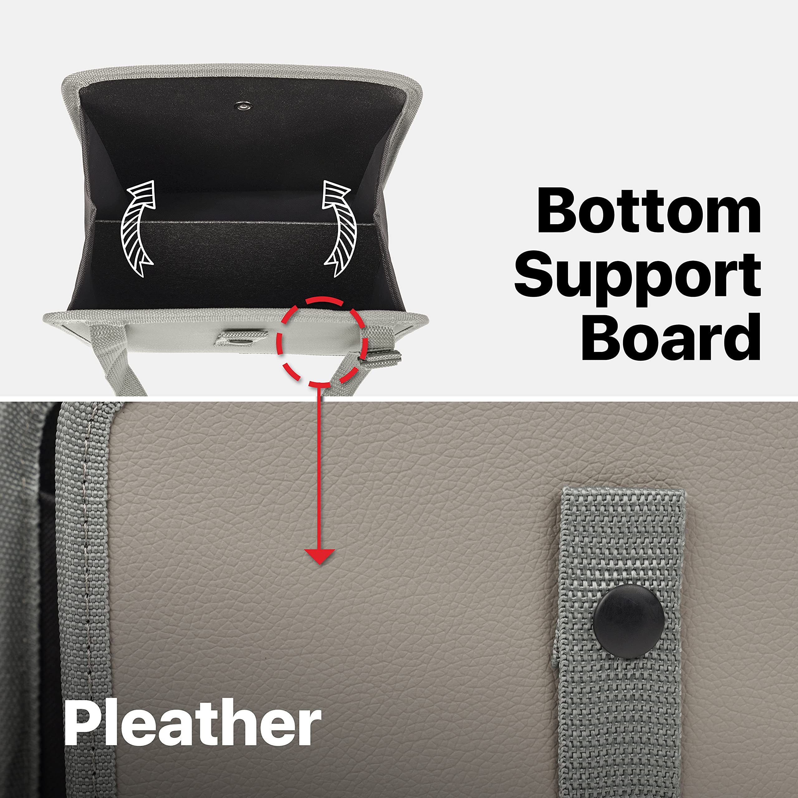 Foldable Hanging Car Trash Can - Vegan Leather Auto Garbage Bin with Oxford Cloth Lining for Vehicles (Medium, Gray) | Perfect for Road Trips, Commuting & Keeping Your Car Clean