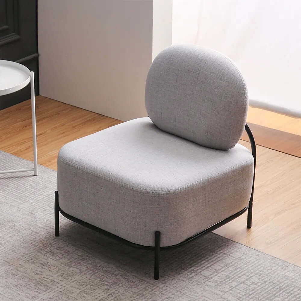 Yellow Linen Upholstered Armless Accent Chair with Black Legs - Modern Living Room Decor for Small Spaces, Bedroom Seating & Office Waiting Area