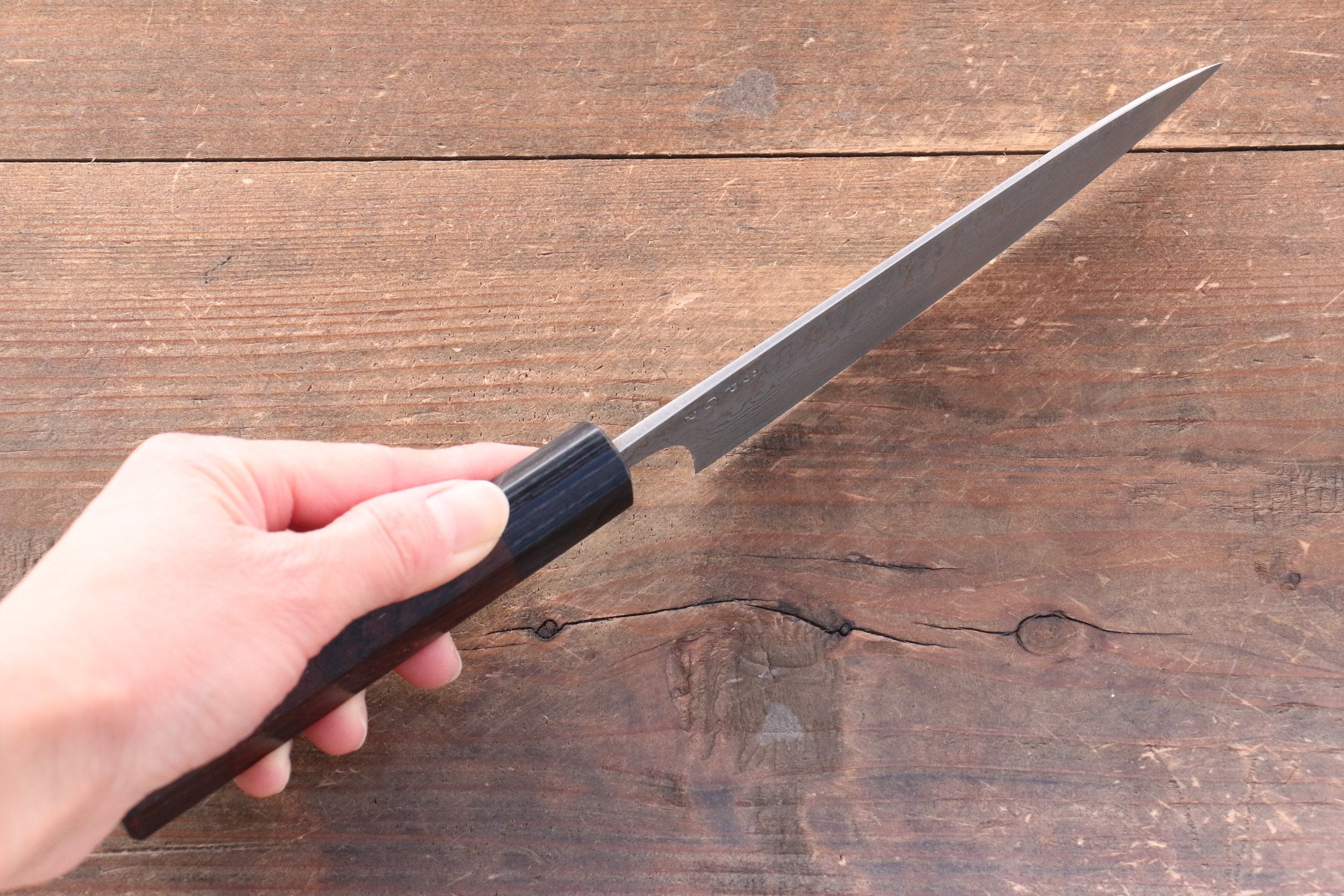 Premium Nao Yamamoto SG2 Black Damascus 140mm Petty Utility Knife with Shitan Handle - Perfect for Slicing, Dicing & Precision Kitchen Tasks