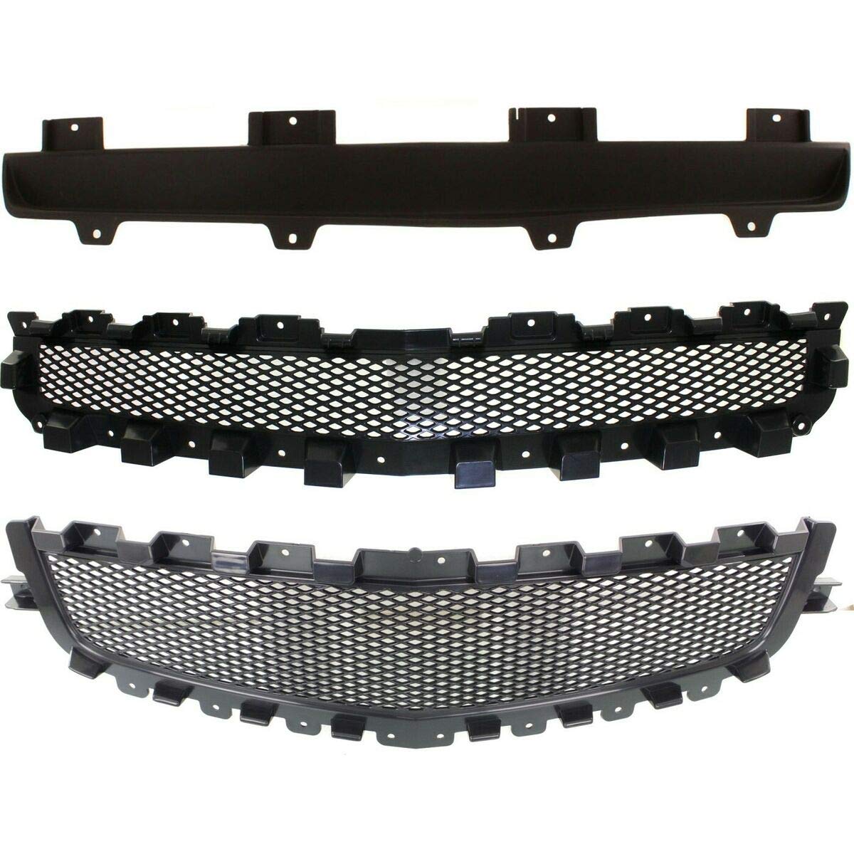 3-Piece Replacement Grille Set for 2008-2012 Chevy Malibu - Durable ABS Plastic Front Bumper Grill Cover (Perfect for Car Restoration & Custom Upgrades)