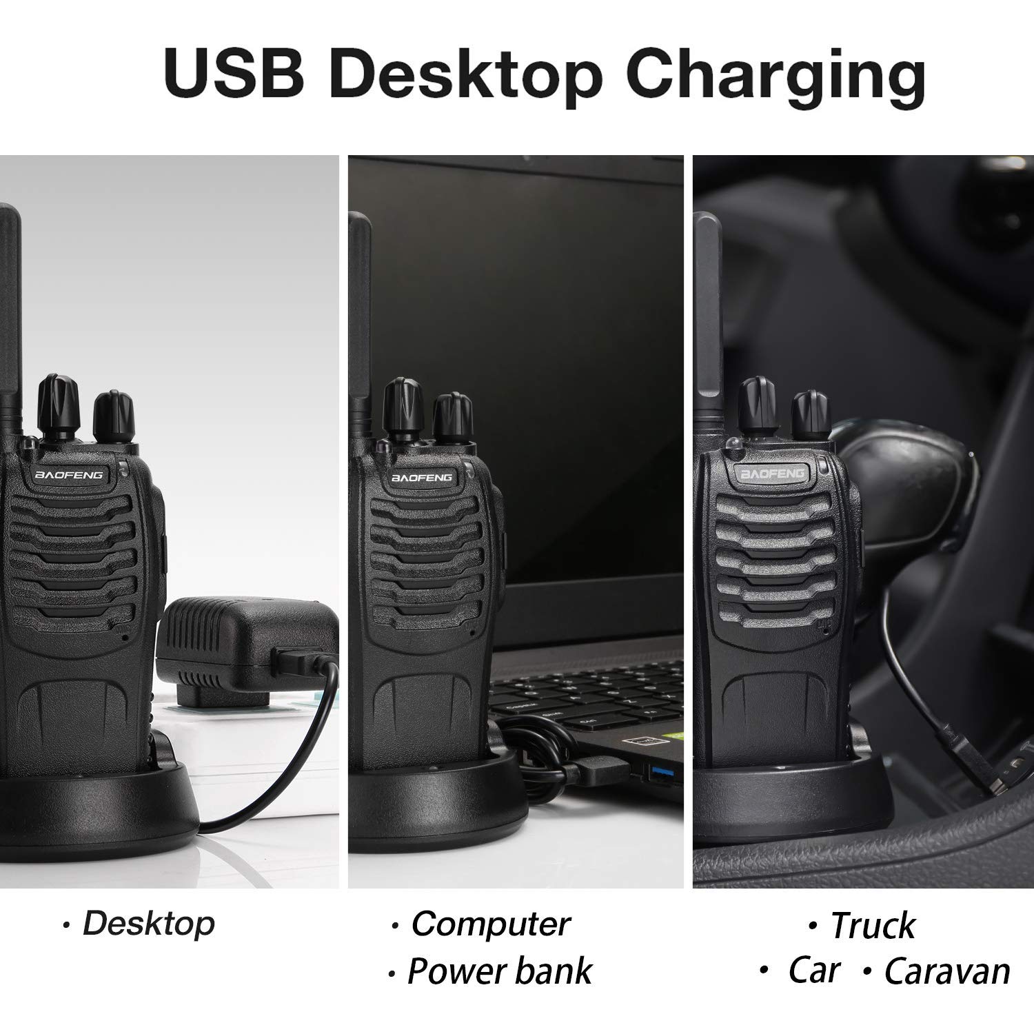 BAOFENG BF-88ST Long Range Walkie Talkies for Adults - 4 Pack Rechargeable Two Way Radios with VOX Hands-Free, USB Charging & Earpieces - Ideal for Outdoor Adventures, Construction Sites, and Event Coordination