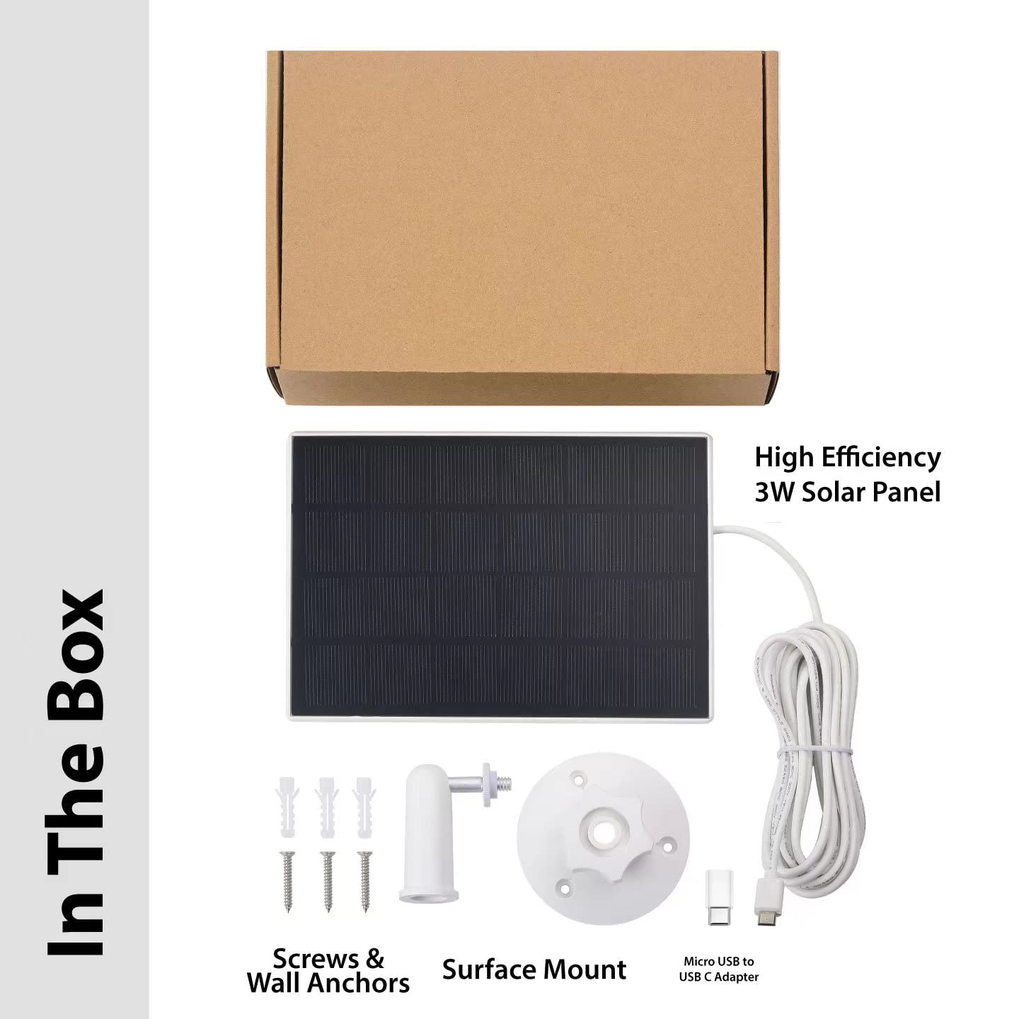 3W USB C Solar Panel for Security Cameras - Waterproof Solar Charger with Mount & Built-in Compass | Power Trail Cameras & Rechargeable Battery Cameras | Outdoor Home Security & Wildlife Monitoring Solution