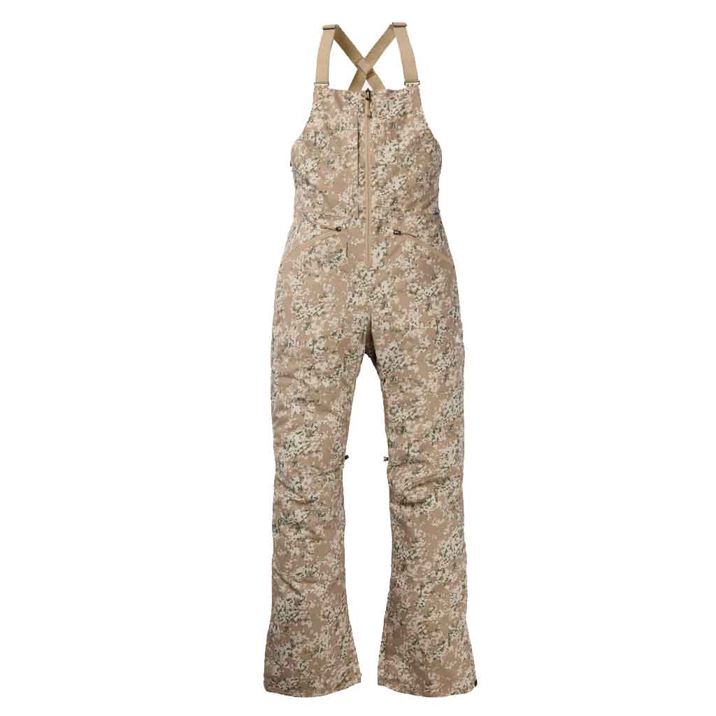 Burton 24/25 Women's Reserve Bib Snow Pants - Waterproof Insulated Snowboard Bib Overalls for Women in Snowfall Camo Print - Perfect for Skiing, Snowboarding & Winter Outdoor Activities