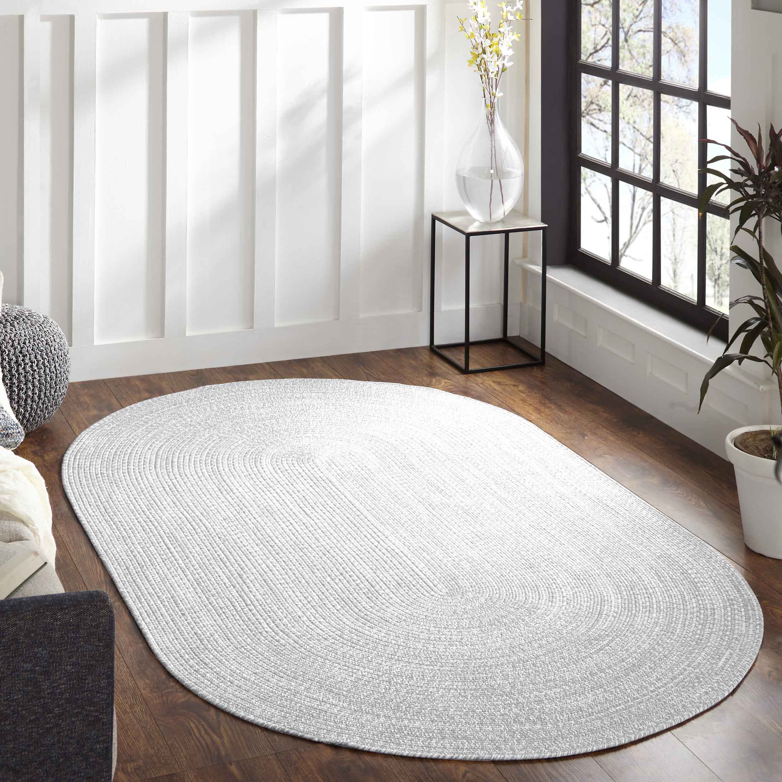 Reversible Braided Area Rug - Non-Slip Two Tone Indoor/Outdoor Rug for Living Room, Bedroom, Patio - Soft & Durable Home Decor