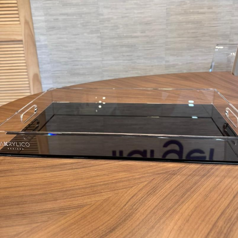 Premium Acrylic Large Serving Tray - Black - Perfect for Entertaining, Dining, and Display - Elegant Serving Platter for Parties, Buffets, and Home Decor