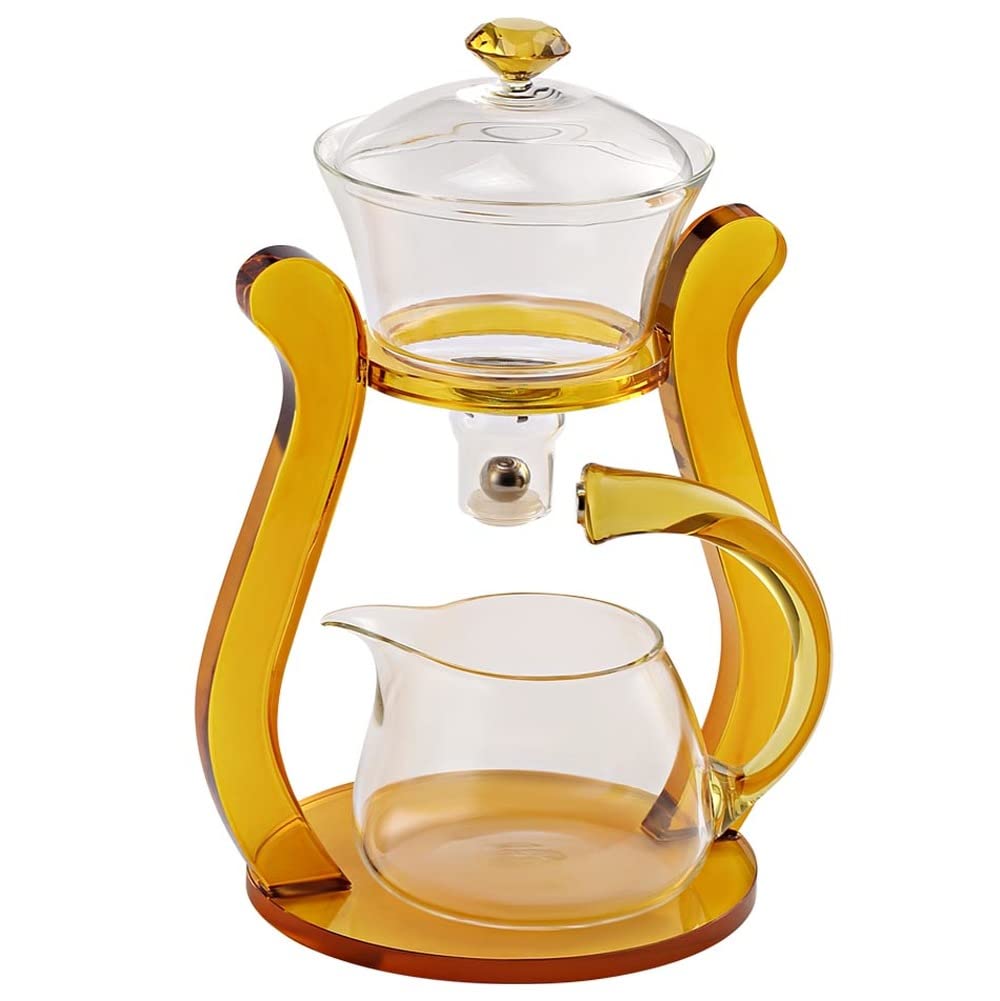Premium Glass Semi-Automatic Magnetic Tea Set - Lazy Household Gaiwan & Kung Fu Teacup for Traditional Tea Ceremony | Perfect for Home Relaxation, Office Tea Breaks & Zen Meditation