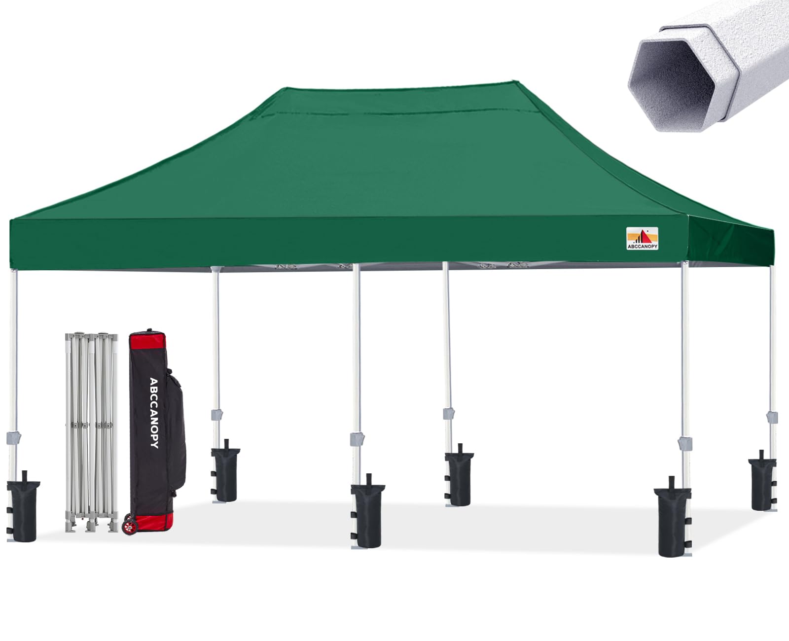 ABCCANOPY 10x20 Commercial Pop Up Canopy Tent - Premium-Series Outdoor Event Shelter, Forest Green - Perfect for Farmers Markets, Flea Markets, and Outdoor Exhibitions