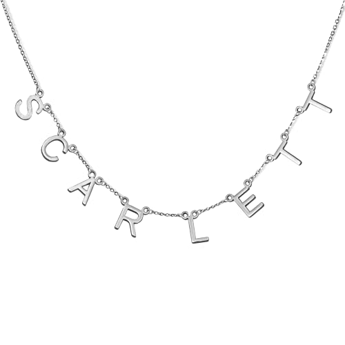 Custom Silver Name Necklace for Women - Personalized Spaced Letter Jewelry - Elegant Gift for Girlfriend, Wife, Daughter - Perfect for Anniversaries, Birthdays & Everyday Wear