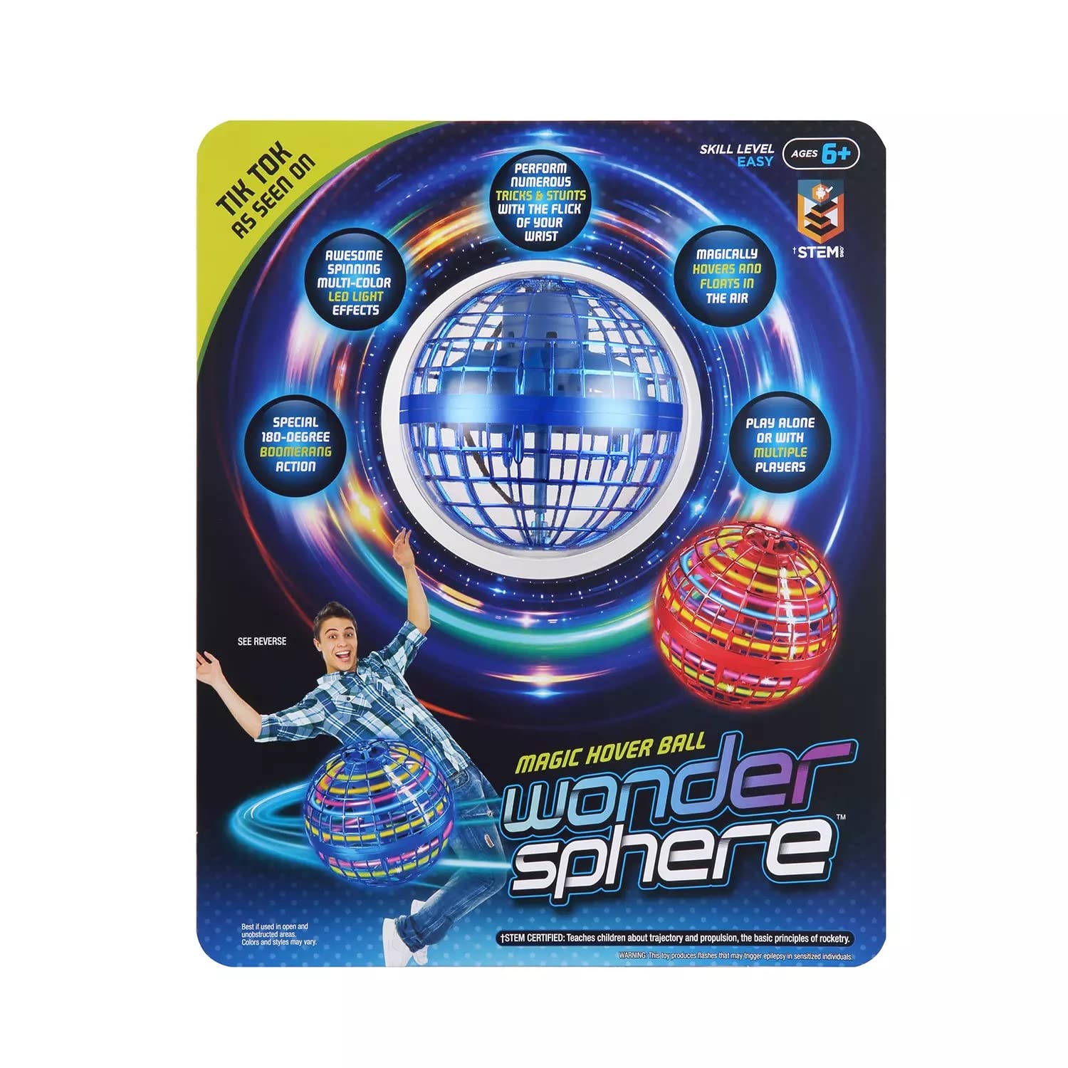 Magic Hover Ball - Blue Levitating Toy for Kids & Adults | Indoor/Outdoor Flying Game | STEM Learning Gift for Boys & Girls | Birthday Party Fun