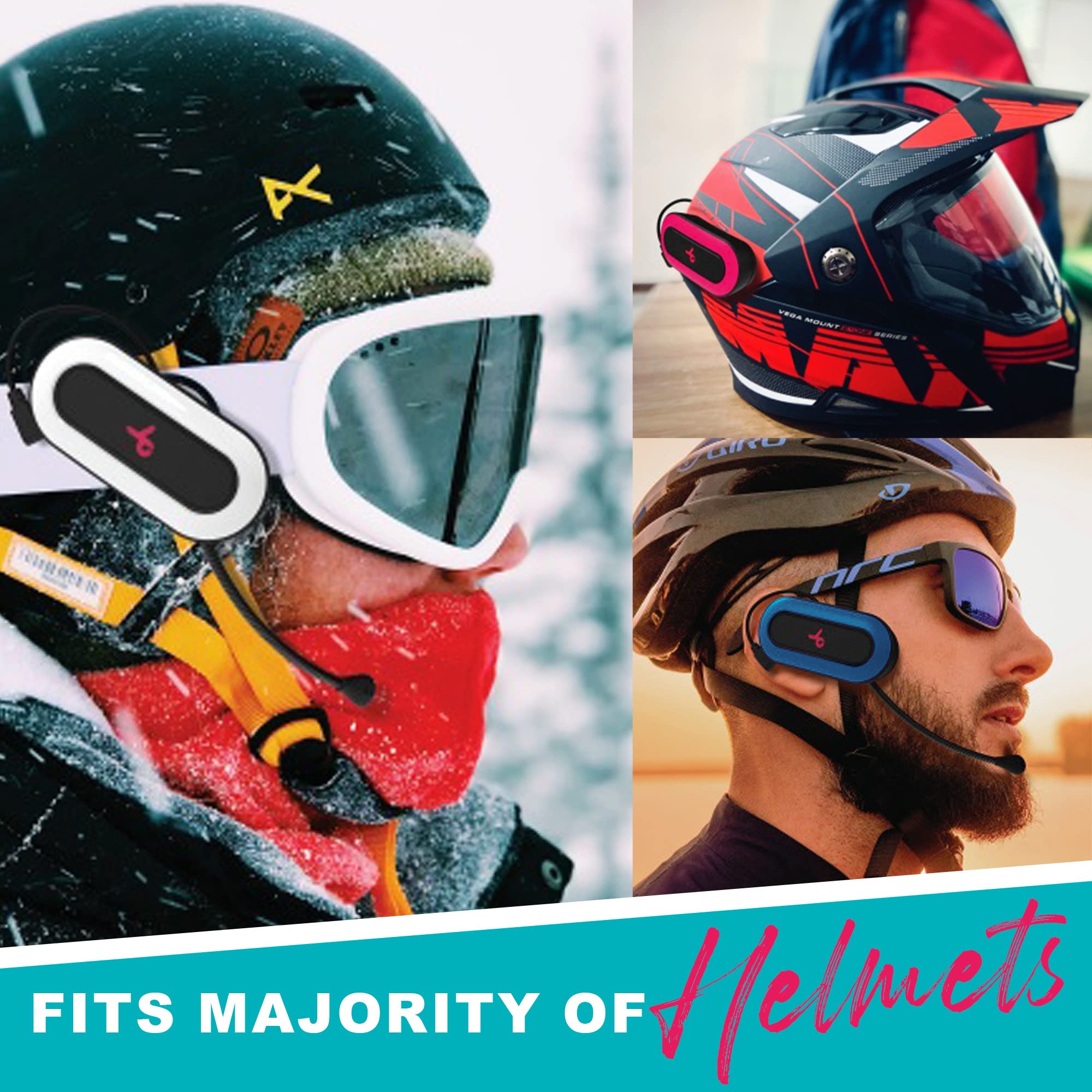 Bluetooth Intercom Headset for Outdoor Adventure Sports - 2000ft+ Wireless Range, Hands-Free Communication for Snowboarding, Skiing, Motorcycling, Biking & Climbing - Perfect for Group Rides, Mountain Adventures & Extreme Sports