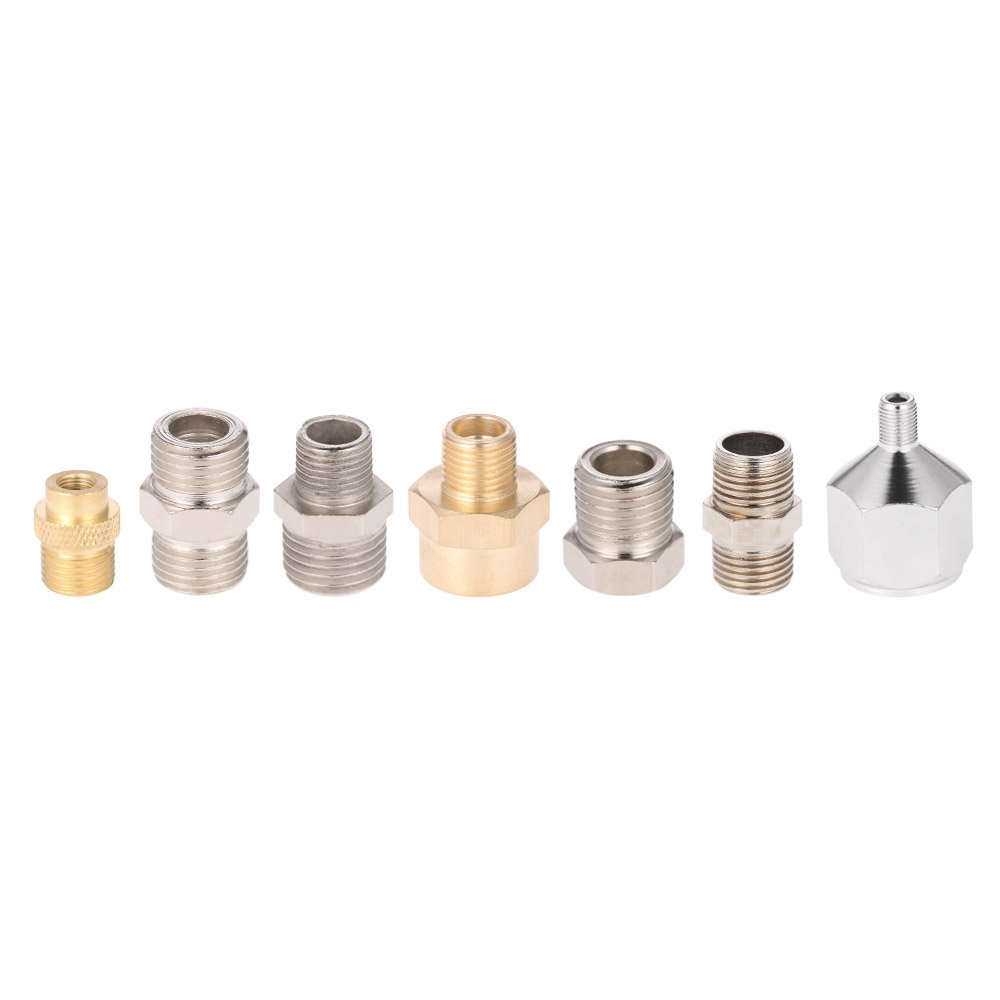 Professional 7-Piece Airbrush Adapter Kit - Universal Fitting Connector Set for Air Compressors & Airbrush Hoses - Perfect for Makeup, Tattoo, Nail Art & Model Painting
