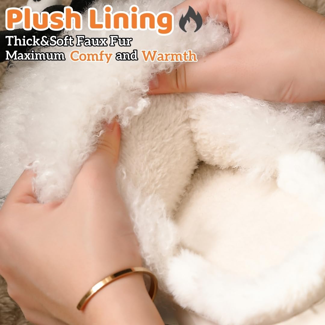 Cozy Sheep Fuzzy Slippers for Women & Men - Plush Warm Lining with Memory Foam - Indoor/Outdoor House Slippers - Perfect for Winter Comfort, Lounge Wear & Gift Giving