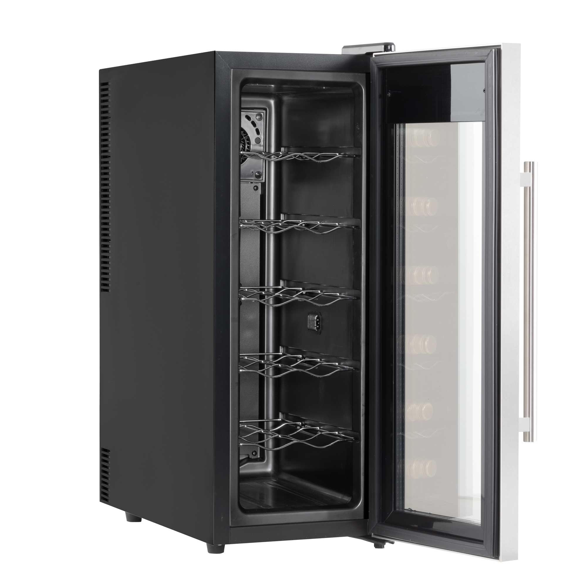 Baridi 12 Bottle Wine Cooler with Digital Touch Screen Controls & LED Light - Stainless Steel Wine Refrigerator for Home, Office or Restaurant Use - Perfect for Storing Red, White and Sparkling Wines