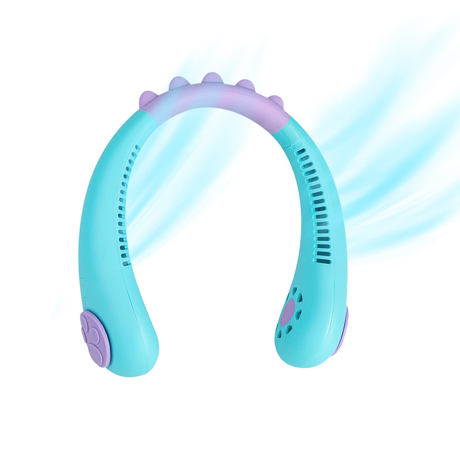 Rechargeable Portable Neck Fan for Kids - Wearable Bladeless Personal Cooling Fan with 3 Speed Settings, USB Hanging Mini Fan for Outdoor, Travel, Sports, and Summer Activities