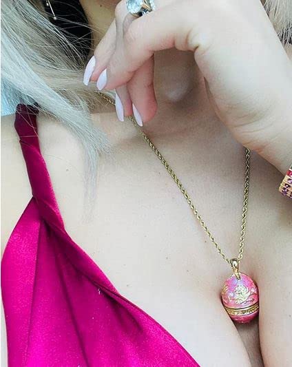 Handmade Fabergé Egg Jewelry Set - 24K Gold Russian Egg Pendant Necklace & Bracelet with 23.5