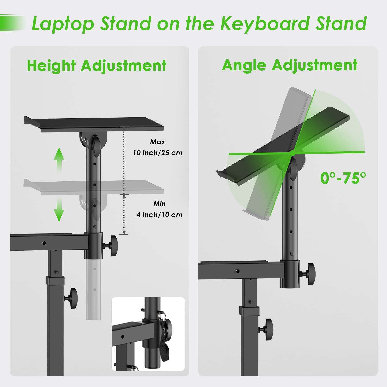 Heavy Duty Multi-Functional Keyboard Stand with Adjustable Piano Stand, Microphone Holder & Laptop Tray - Perfect for Home Studio, Live Performances & Music Practice