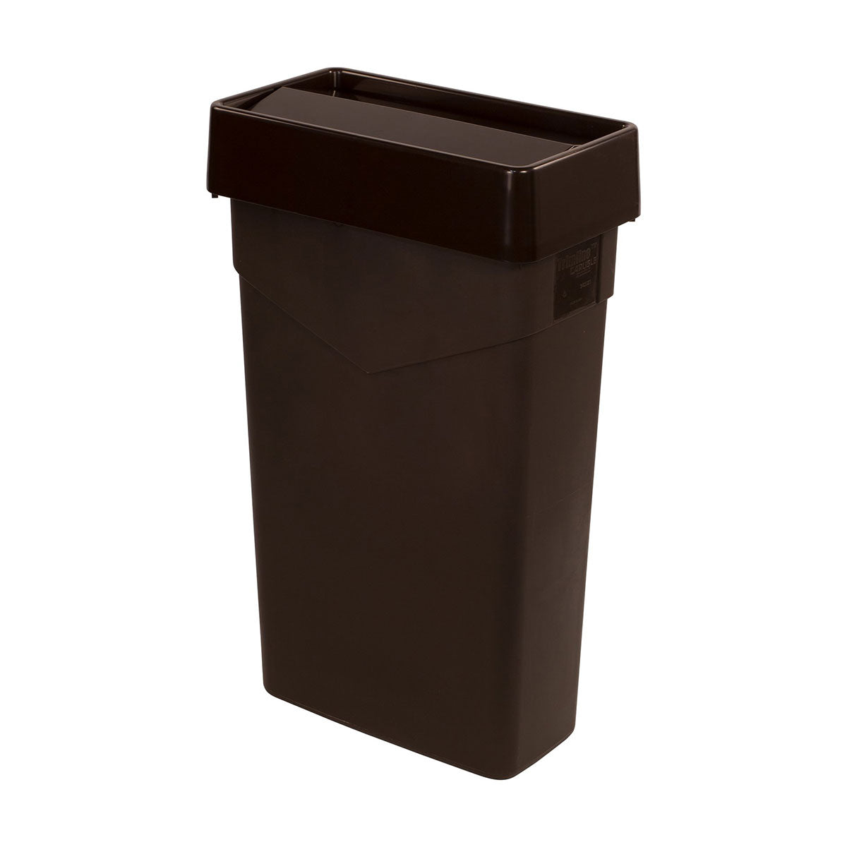 Carlisle 34202469 TrimLine Rectangle Swing Top Trash Can with Lid - Dark Brown Waste Container for Kitchen, Bathroom, Office & Outdoor Use