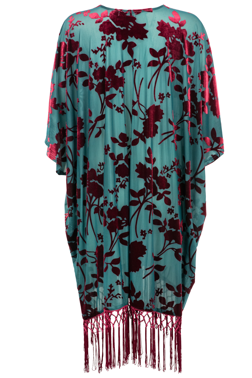Elegant Floral Velvet Kimono Robe for Women - Soft & Luxurious Loungewear for Spa, Beach, and Home Relaxation