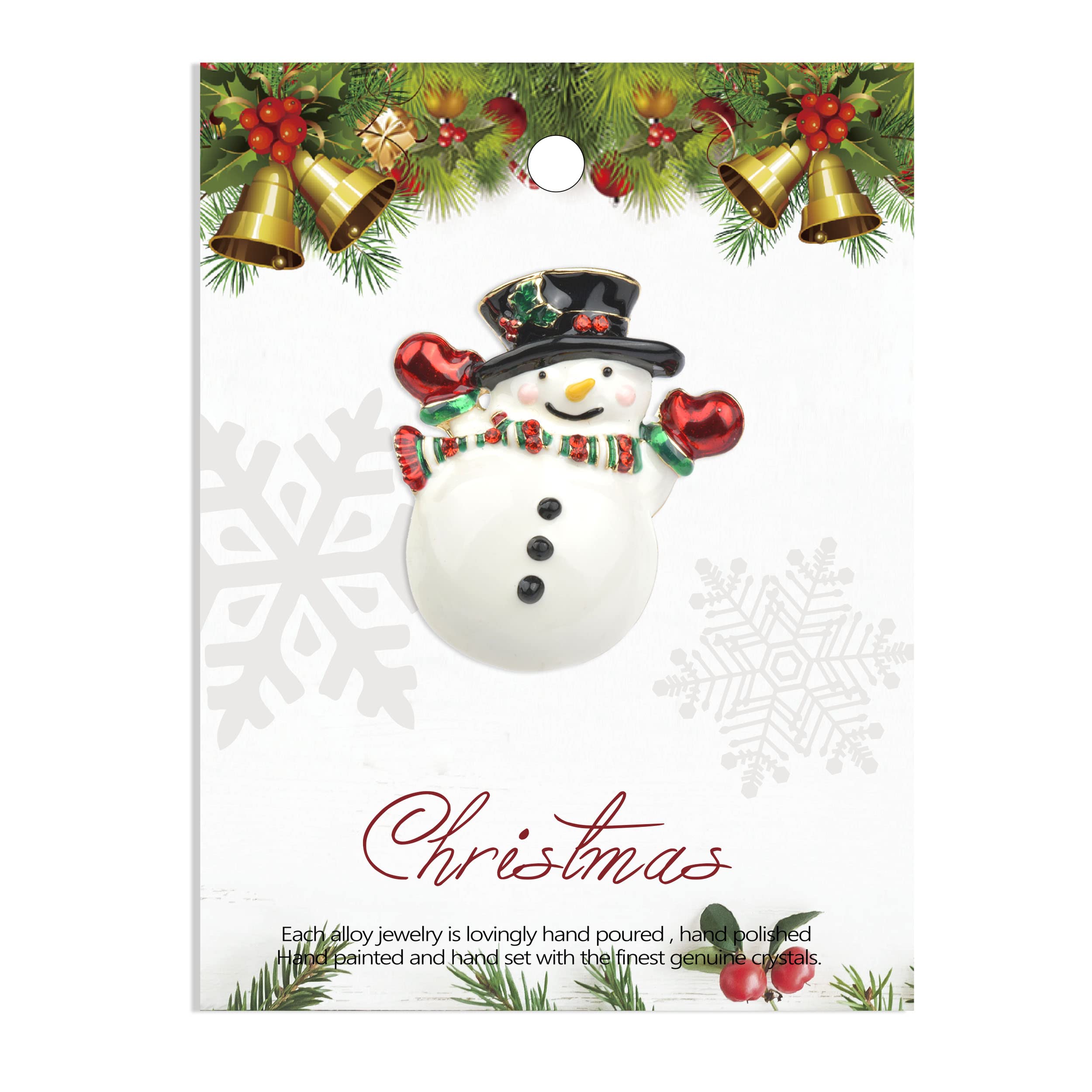 Elegant Christmas Snowman Brooch Pin for Women & Girls - Crystal Rhinestone Pearl Enamel Holiday Jewelry - Cute Fashion Accessory for Christmas Party, Gift Exchange & Winter Outfits