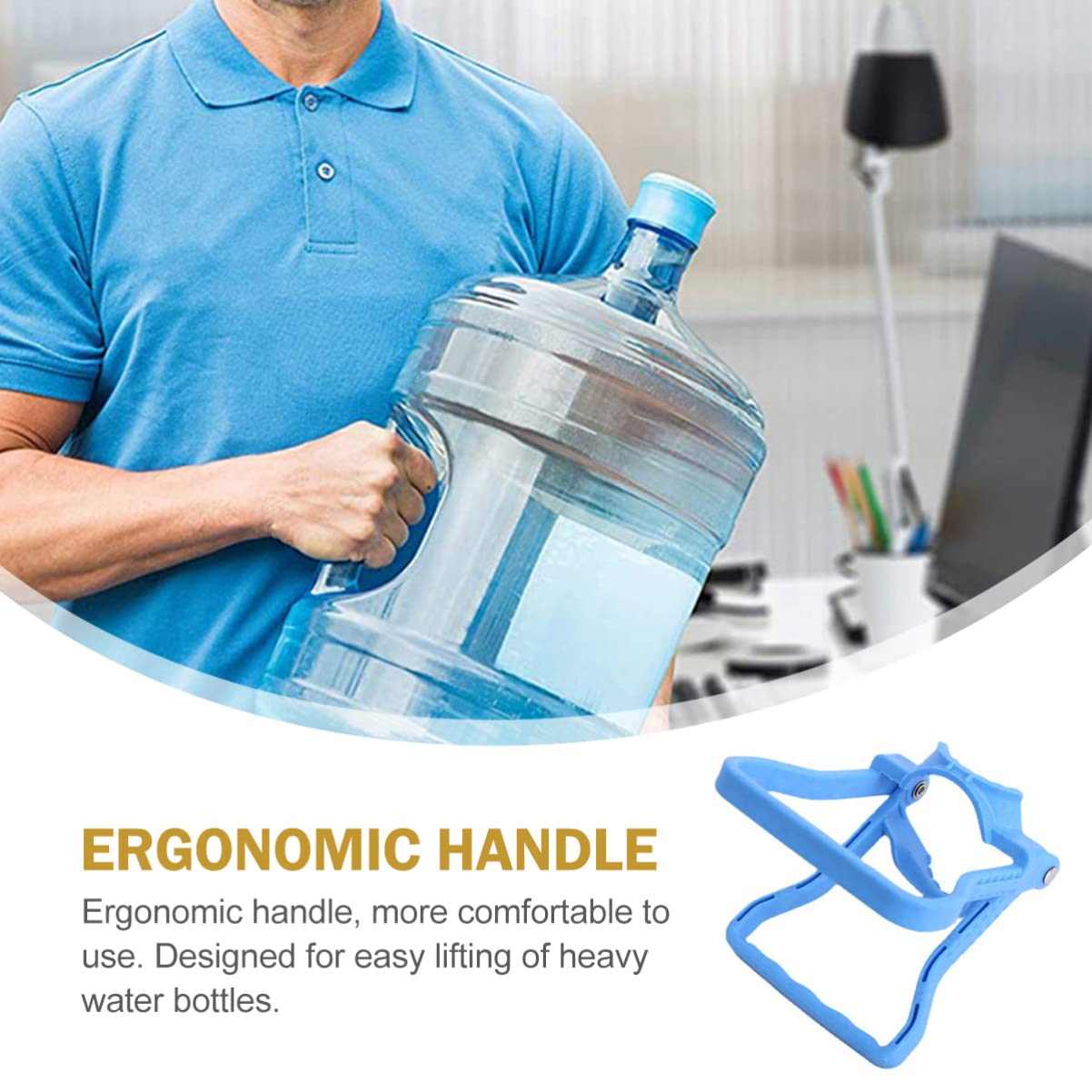 DOITOOL 4-Pack Anti-Slip Water Bottle Handles - Heavy Duty Jug Lifters & Carrier Handles for 5 Gallon Water Bottles (Blue) - Perfect for Home, Office, Camping & Emergency Water Storage