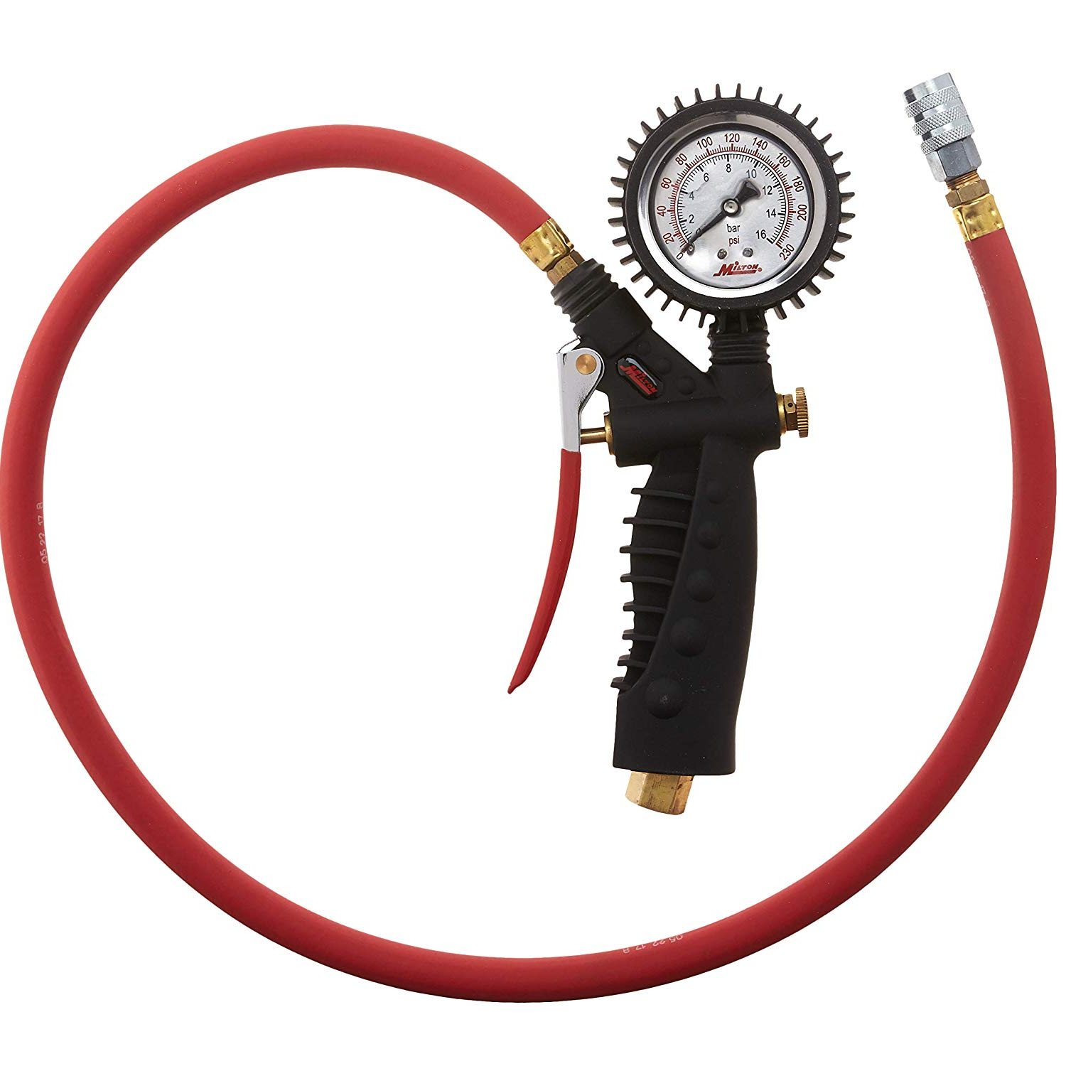 Milton 572A Pro Analog Pistol Grip Inflator Gauge with 36