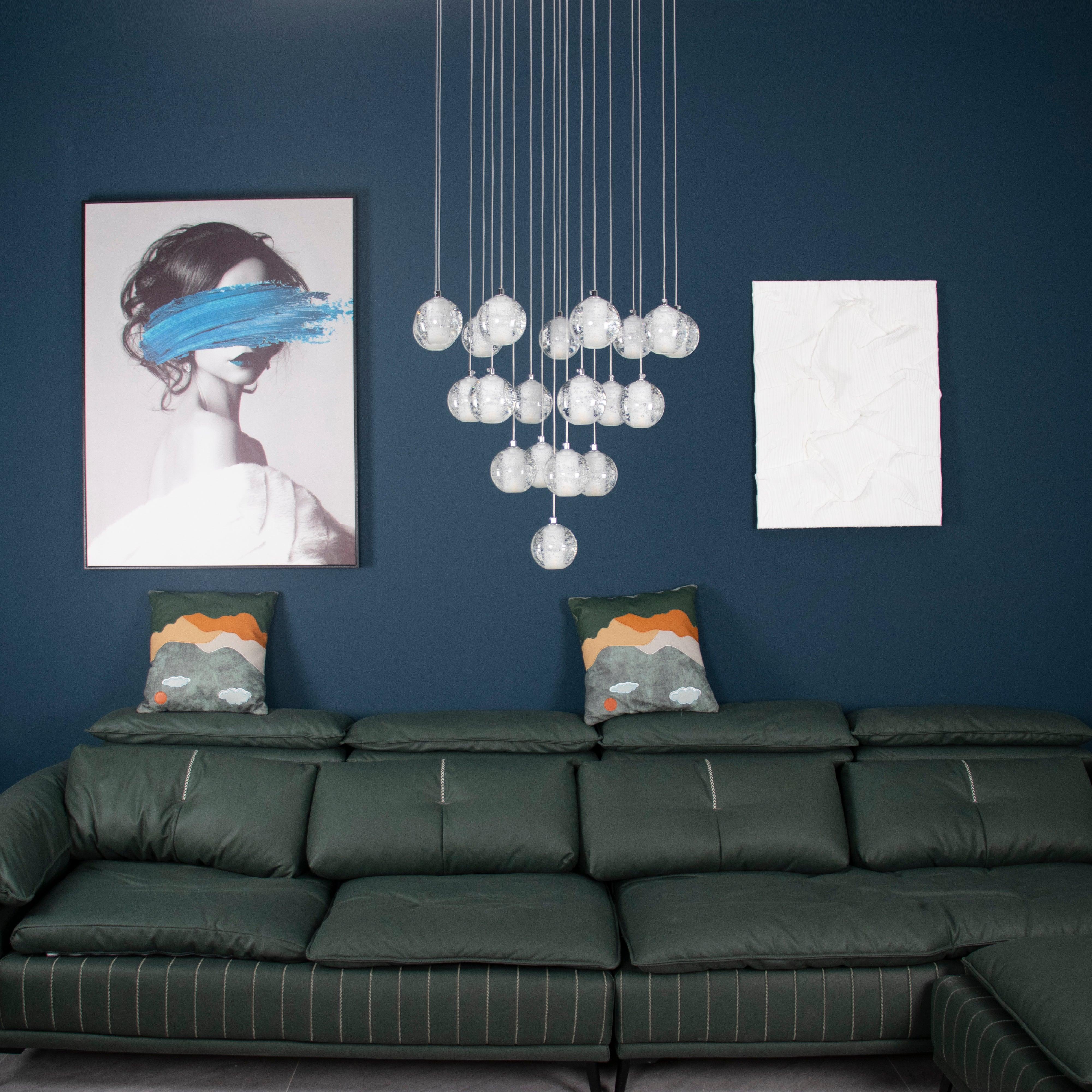 Elegant Ball Crystal Pendant Light - Modern Chandelier for Dining Room, Bedroom & Living Room Decor - Dimmable LED Hanging Light Fixture