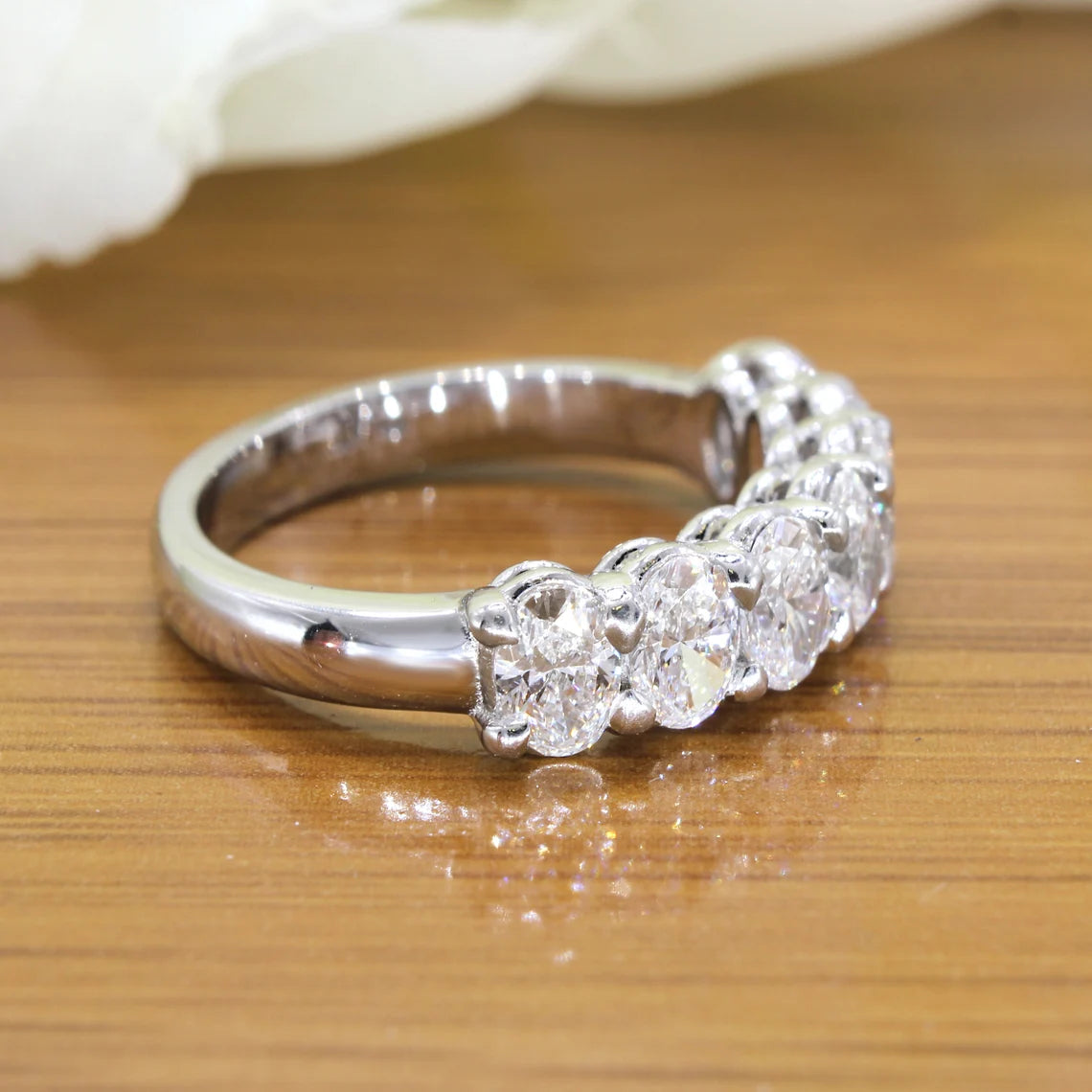 1.88 Carat Oval Diamond Wedding Ring - 7 Stone Shared Prong Engagement Band for Women | Elegant Bridal Jewelry, Anniversary Gift, Promise Ring for Her