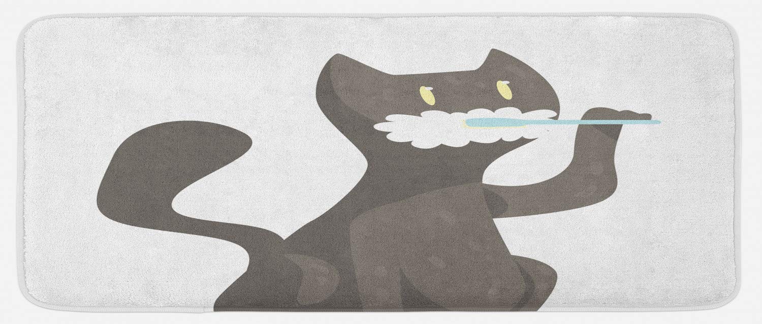 Ambesonne Non-Slip Plush Kitchen Mat with Cat & Pet Grooming Design - 47