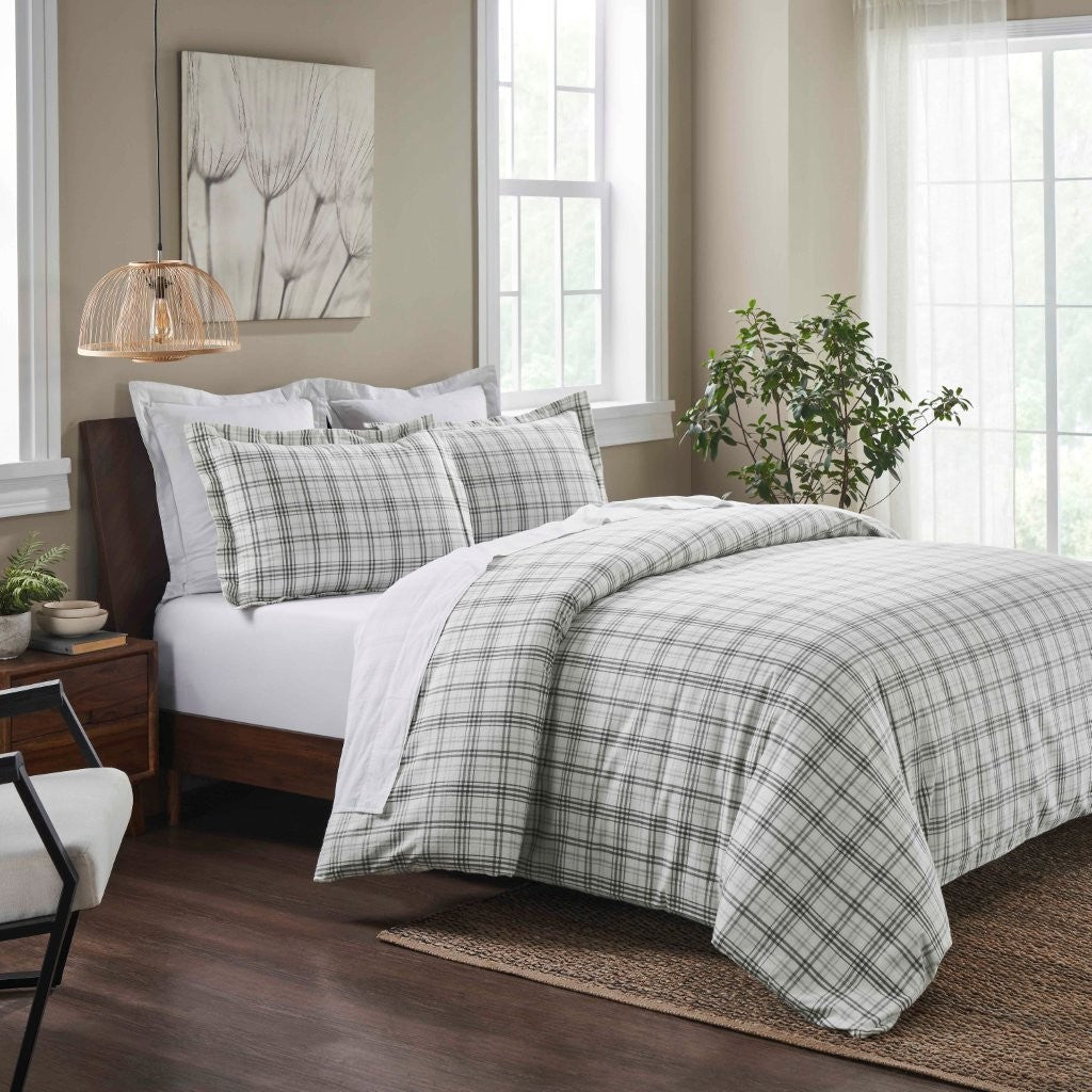 Soft Plaid Flannel Cotton Duvet Cover Set - Classic Farmhouse Style for Cozy Bedroom Decor | Perfect for Winter, Guest Rooms & Rustic Home Styling