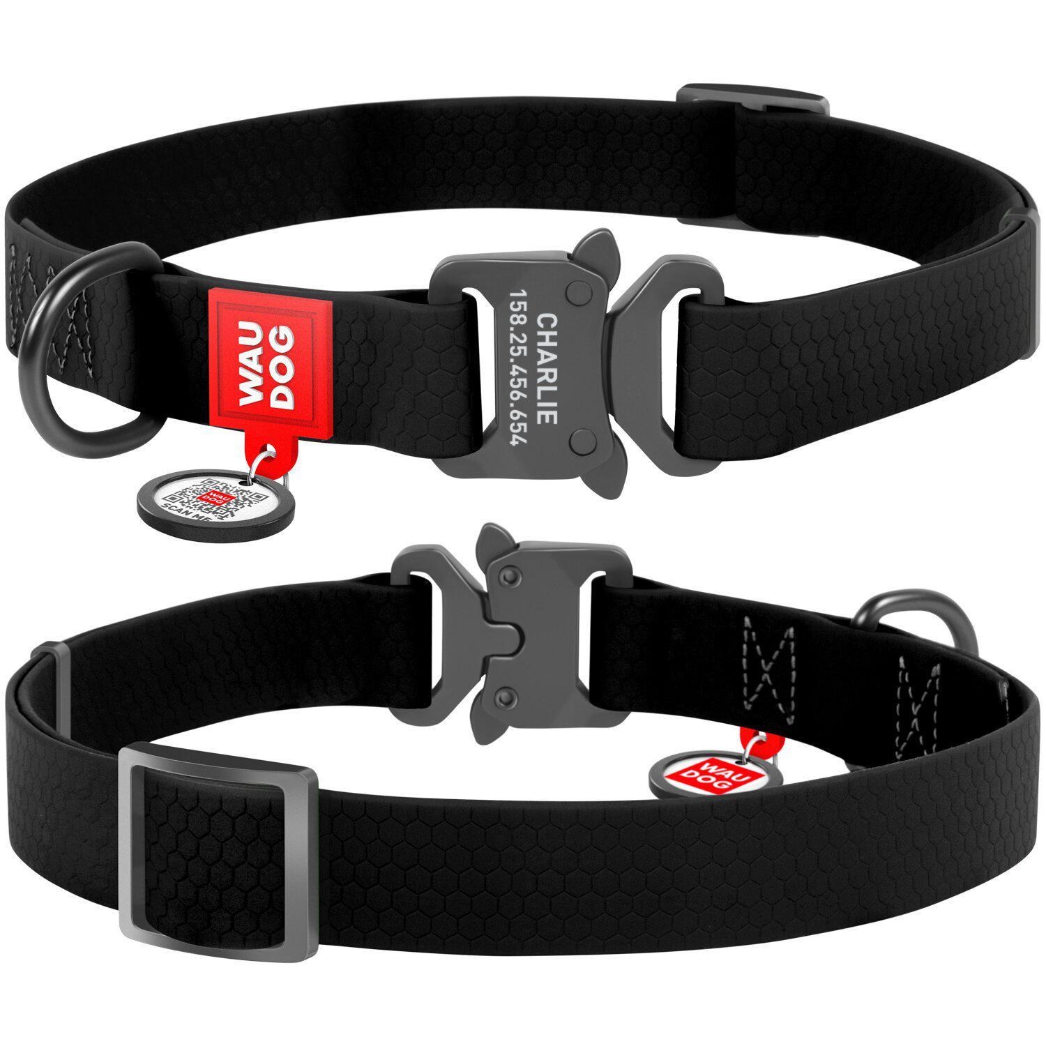 Waterproof Dog Collar for Small Medium Large Dogs - Adjustable Nylon Pet Collar with Quick Release Buckle - Black - Perfect for Swimming, Bathing & Outdoor Adventures