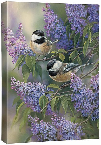 Chickadees & Lilacs - Handmade Floral Home Decor for Spring & Summer | Perfect for Living Room, Bedroom, and Wedding Decorations