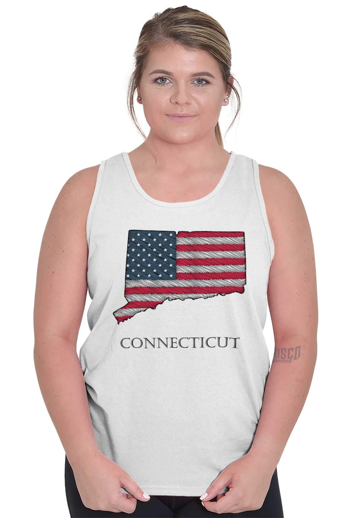 Brisco Brands Connecticut USA Flag Graphic Tank Top for Men & Women - Patriotic Casual Wear for Summer, Sports & Outdoor Activities